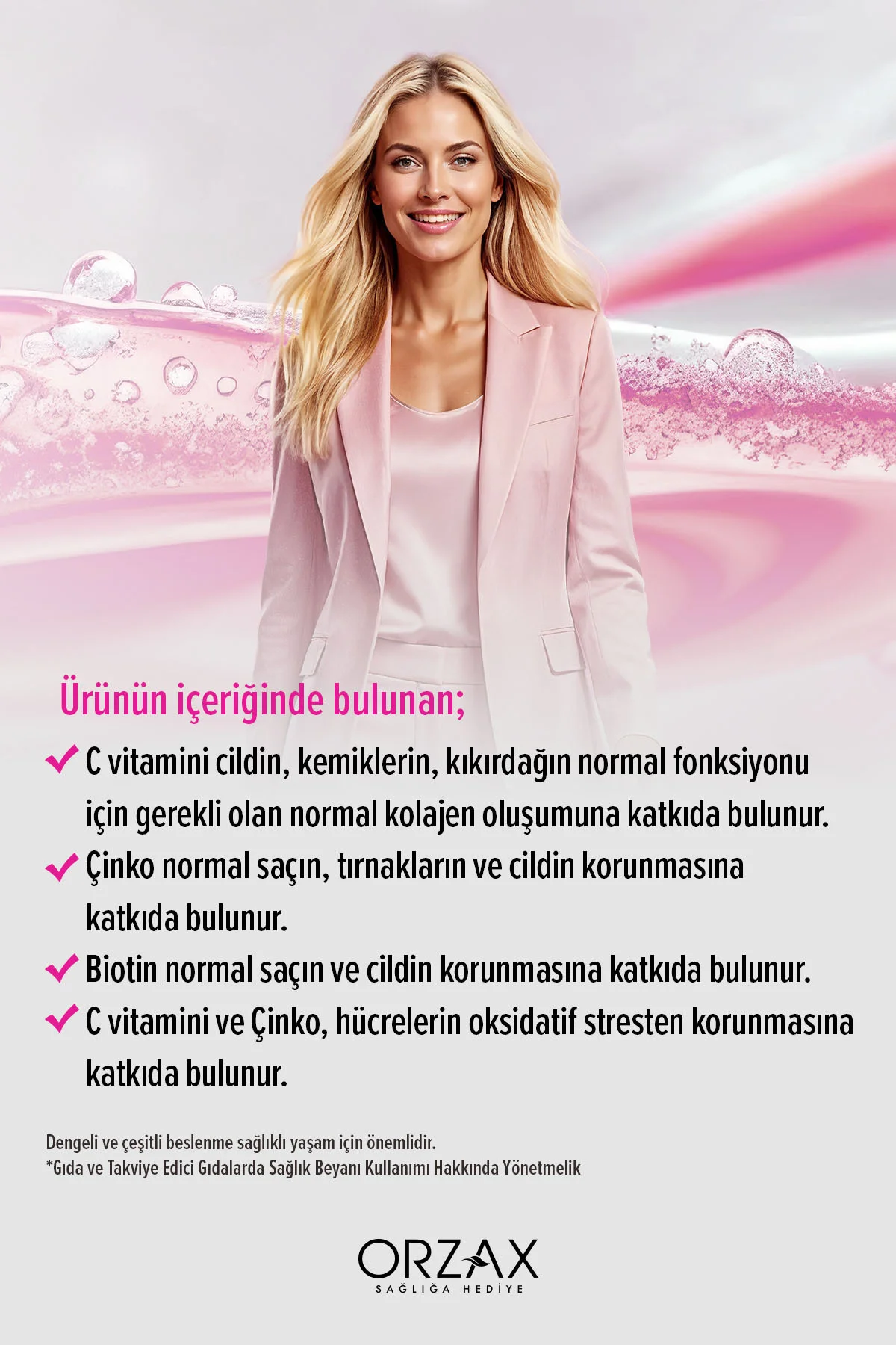 The Collagen Beauty Core Kolajen Tip 1-3, Resveratrol, Keratin, Biotin, C Vitamini, Çinko 30 Tablet