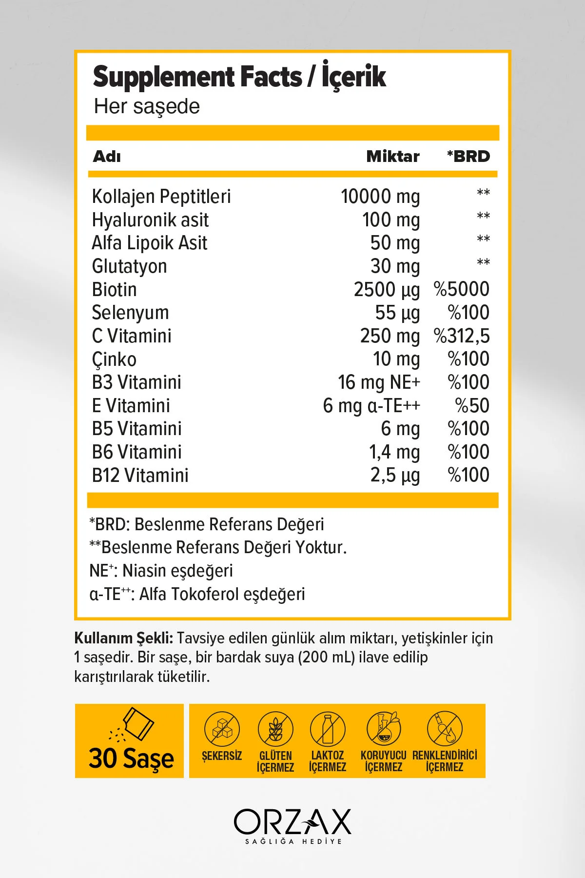 The Collagen Beauty Intense Tip 1-3 Kolajen-Ananas Aroma-Glutatyon,R-ALA,C-E-B3-B5-B6-B12- 30 Saşe