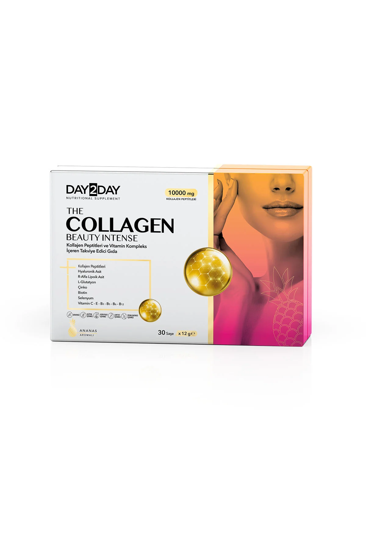 The Collagen Beauty Intense Tip 1-3 Kolajen-Ananas Aroma-Glutatyon,R-ALA,C-E-B3-B5-B6-B12- 30 Saşe