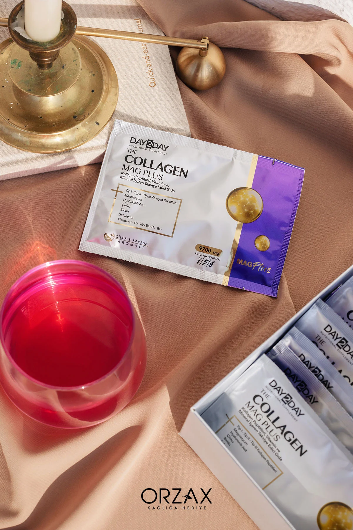 The Collagen Mag Plus Tip 1-2-3 Kolajen-Çilek Karpuz-Magnezyum,HA,C-D3-K2-B5-B6-B12 Vitamin 30Saşe