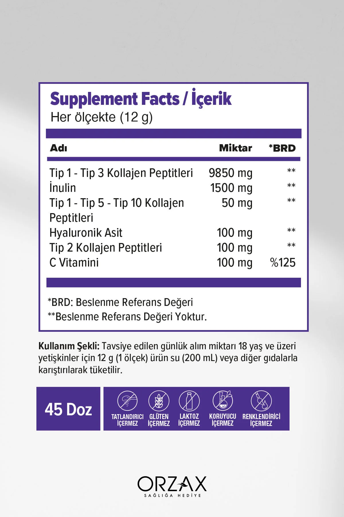 The Collagen MultiBalance Tip 1/ Tip 2/ Tip 3/ Tip 5/ Tip 10 Kolajen Toz Form 540 gr