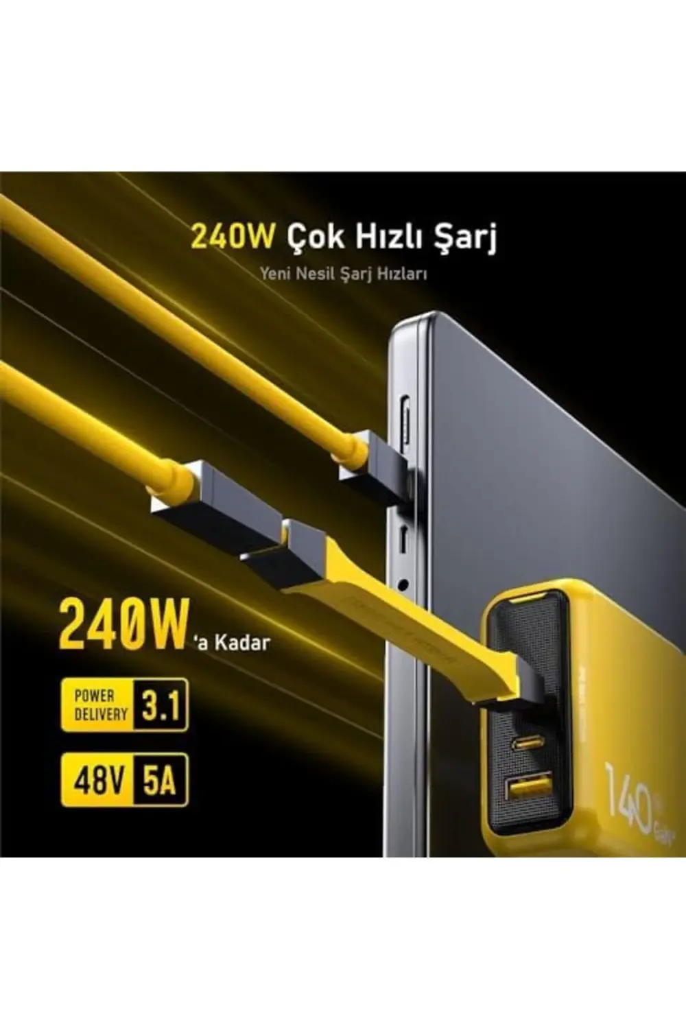 The Future 4-in-1 USB-C to USB-C Modüler Uzayabilen 1m 40Gbps 8K