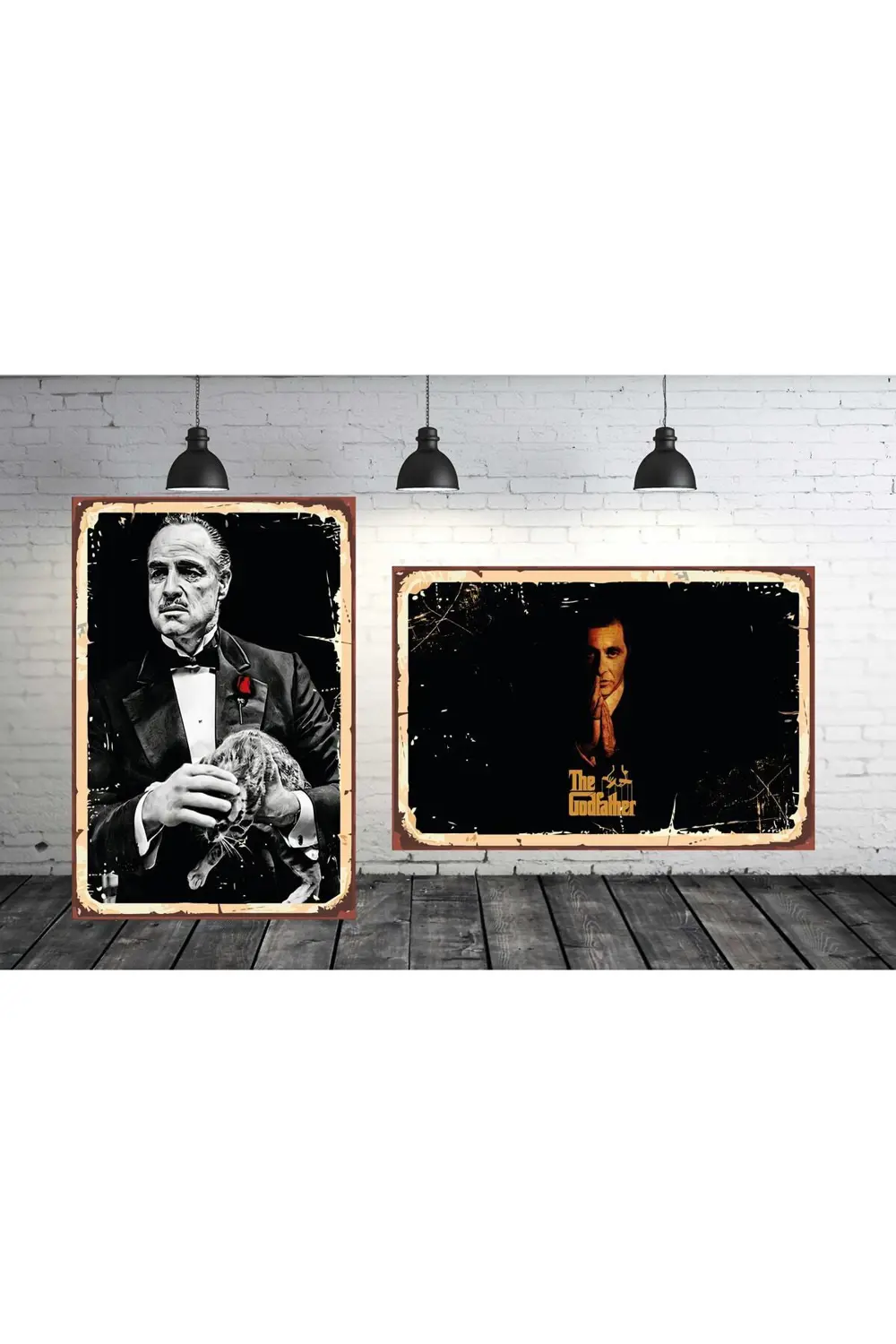 The Godfather Seti 2 Adet 20x30 Cm Retro Ahşap Tablo