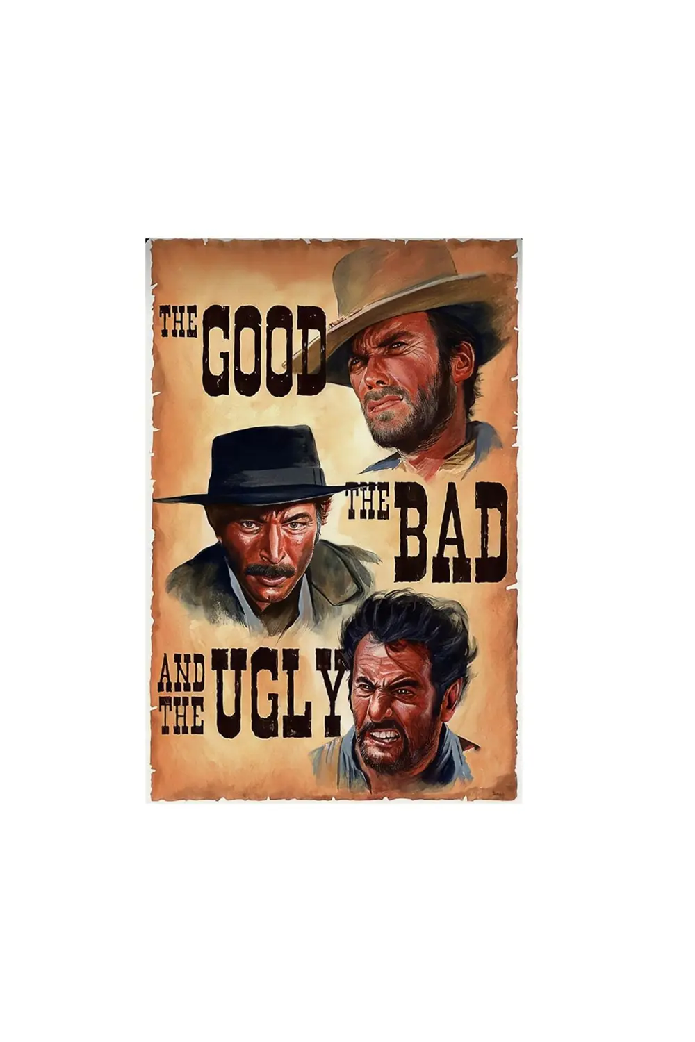 The Good The Bad And The Ugly Tasarımlı 20x30 Cm Retro Ahşap Tabl