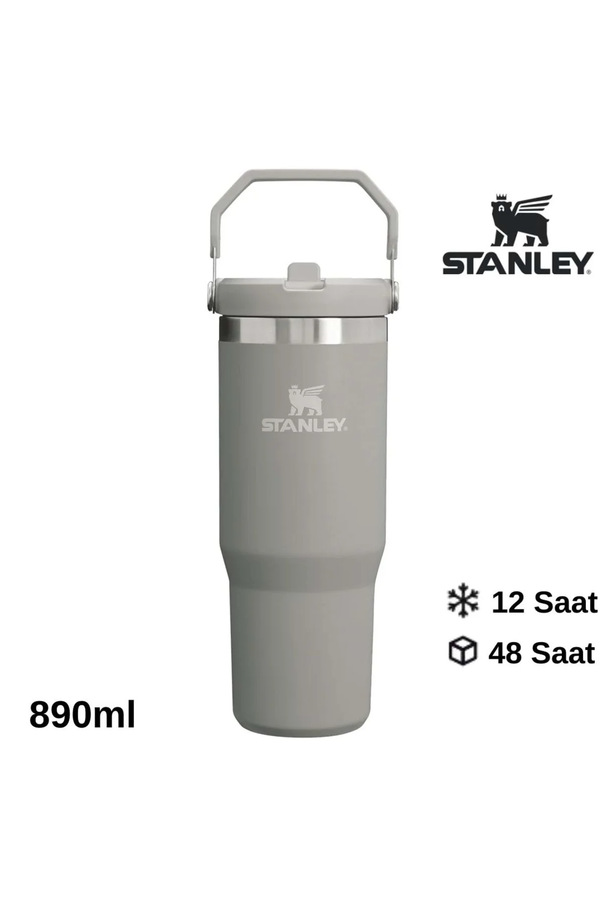 The IceFlow Flip Straw Pipetli Termos Bardak 0.89 LT Matara FÜME