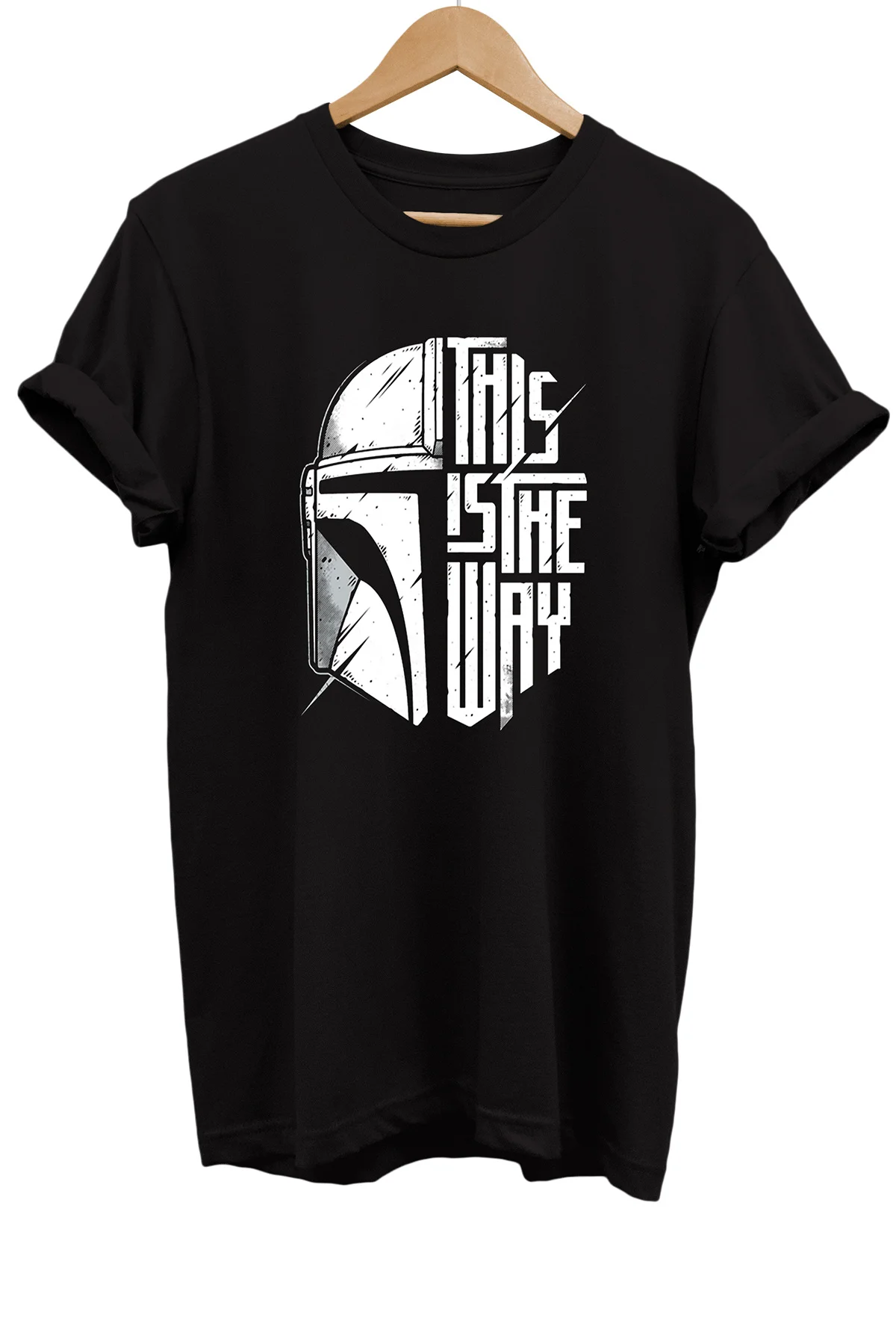 The Mandalorian Baskılı %100 Pamuk Oversize T-shirt Büyük Beden T