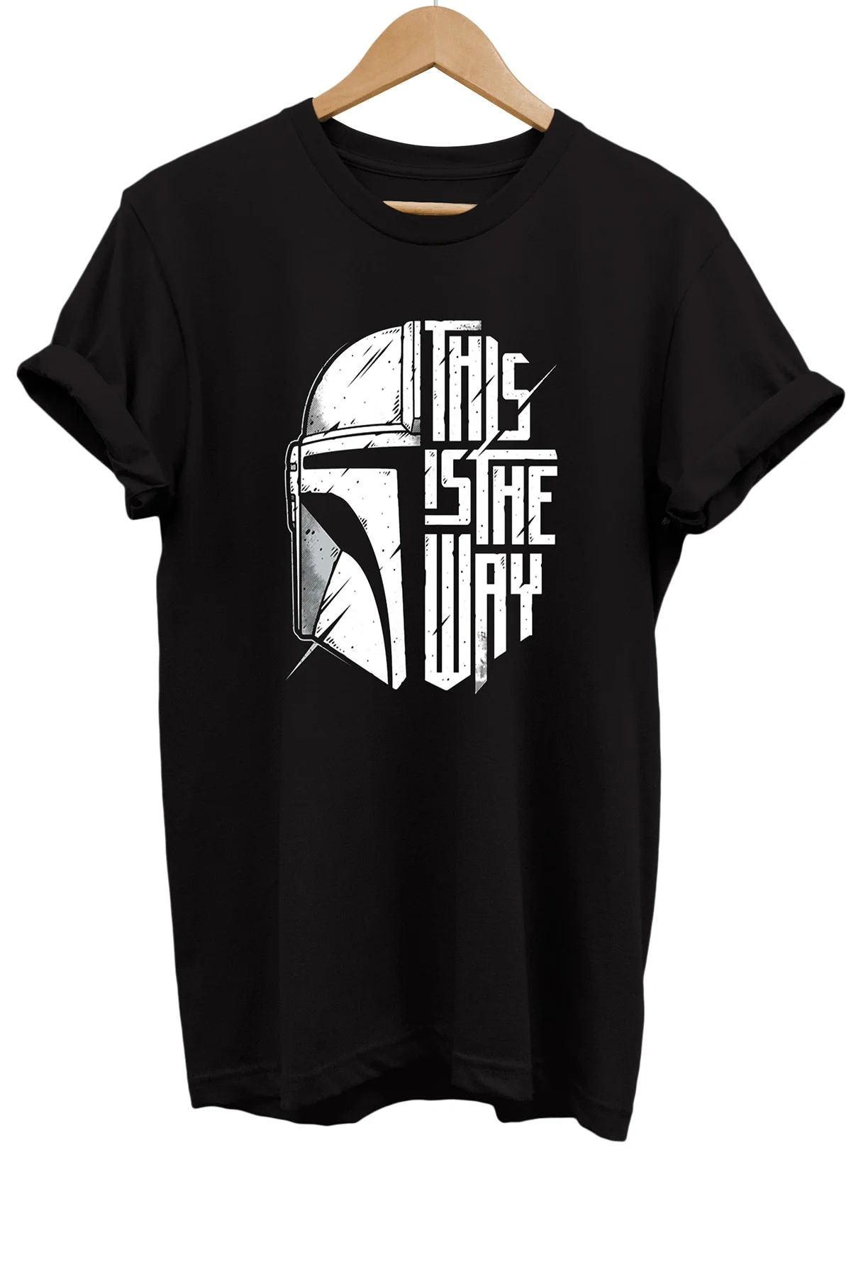 The Mandalorian Baskılı %100 Pamuk Basic T-shirt Normal Beden Tiş