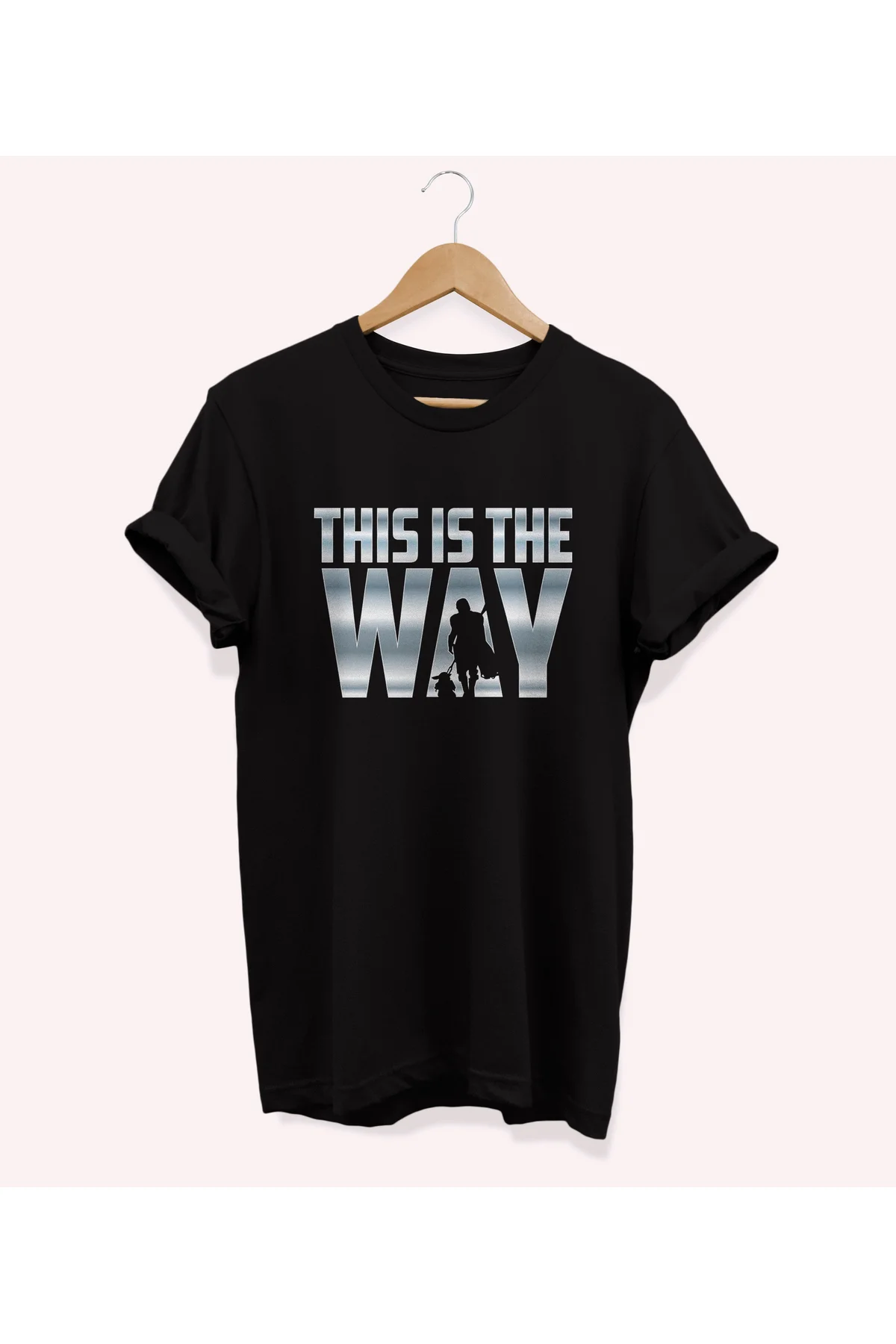 , The Mandalorian Baskılı, %100 Pamuk, Bisiklet Yaka, Normal Beden Tişört, Basic T-shirt