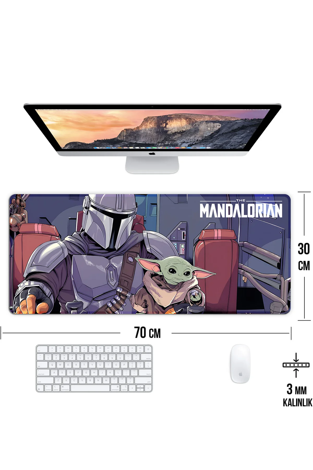 The Mandalorian Oyun Gaming Klavye Mouse Pad Masa Matı 70x30 cm