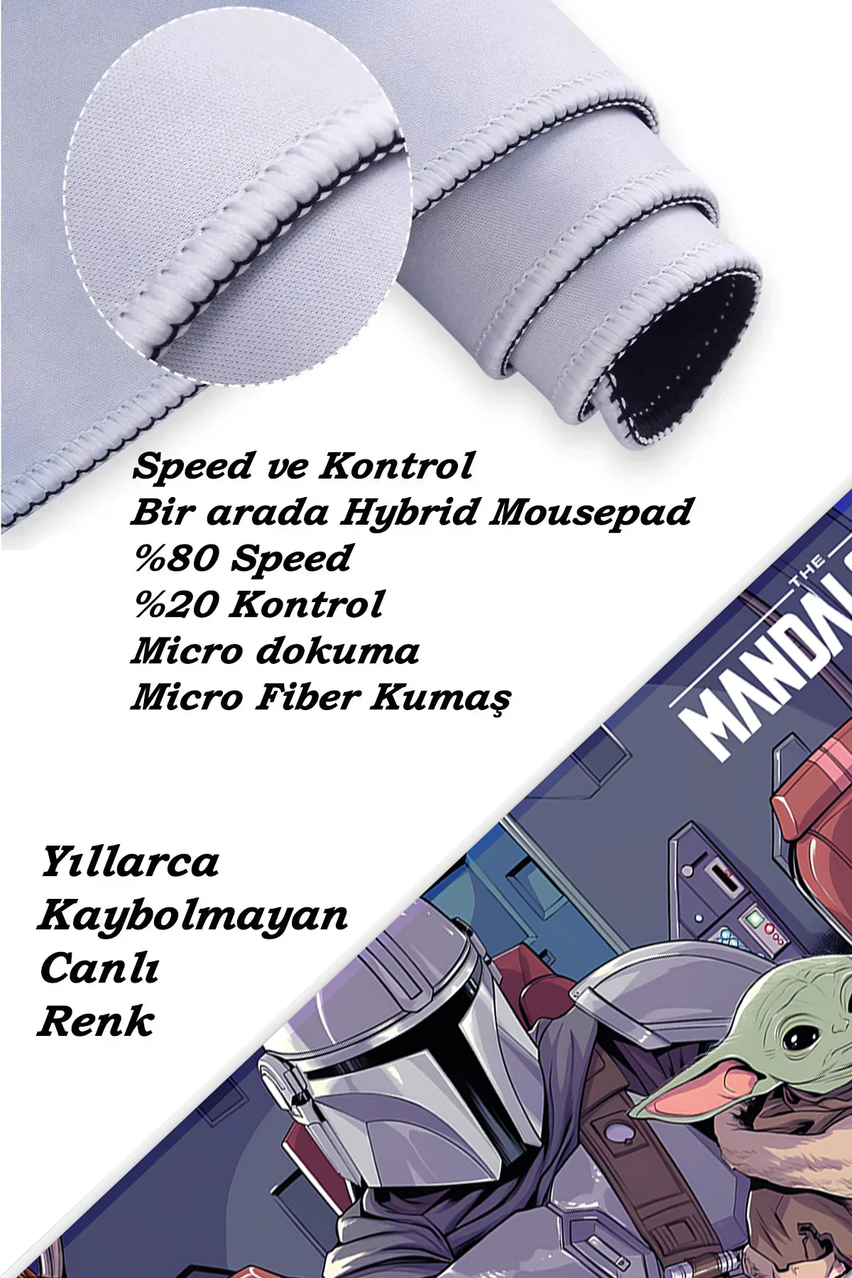 The Mandalorian Oyun Gaming Klavye Mouse Pad Masa Matı 70x30 cm