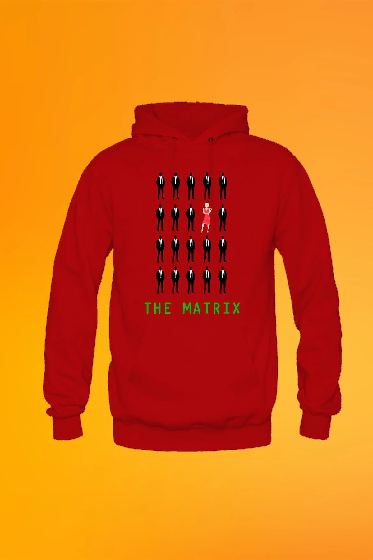 The Matrix Baskılı Siyah Unisex Kanguru Cep Kapüşonlu Sweatshirt
