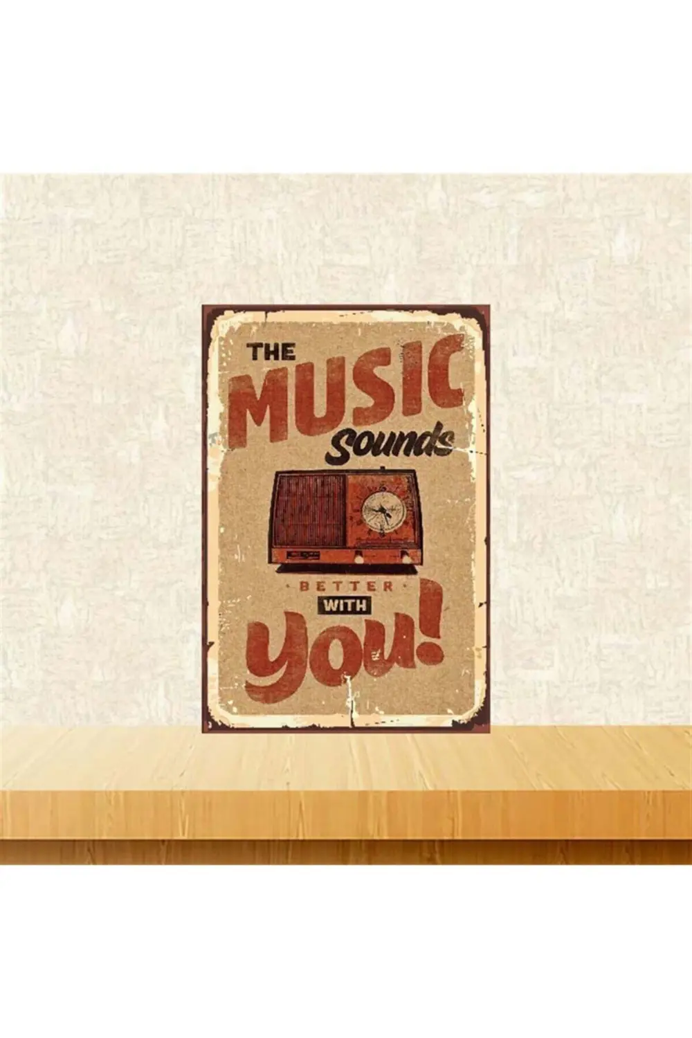 The Music 20-30 Cm Retro Ahşap Poster