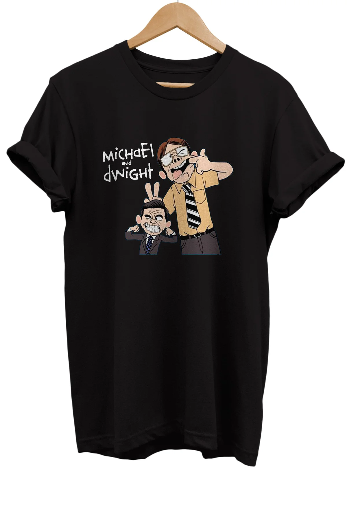 The Office Michael And Dwight Baskılı %100 Pamuk Oversize T-shirt