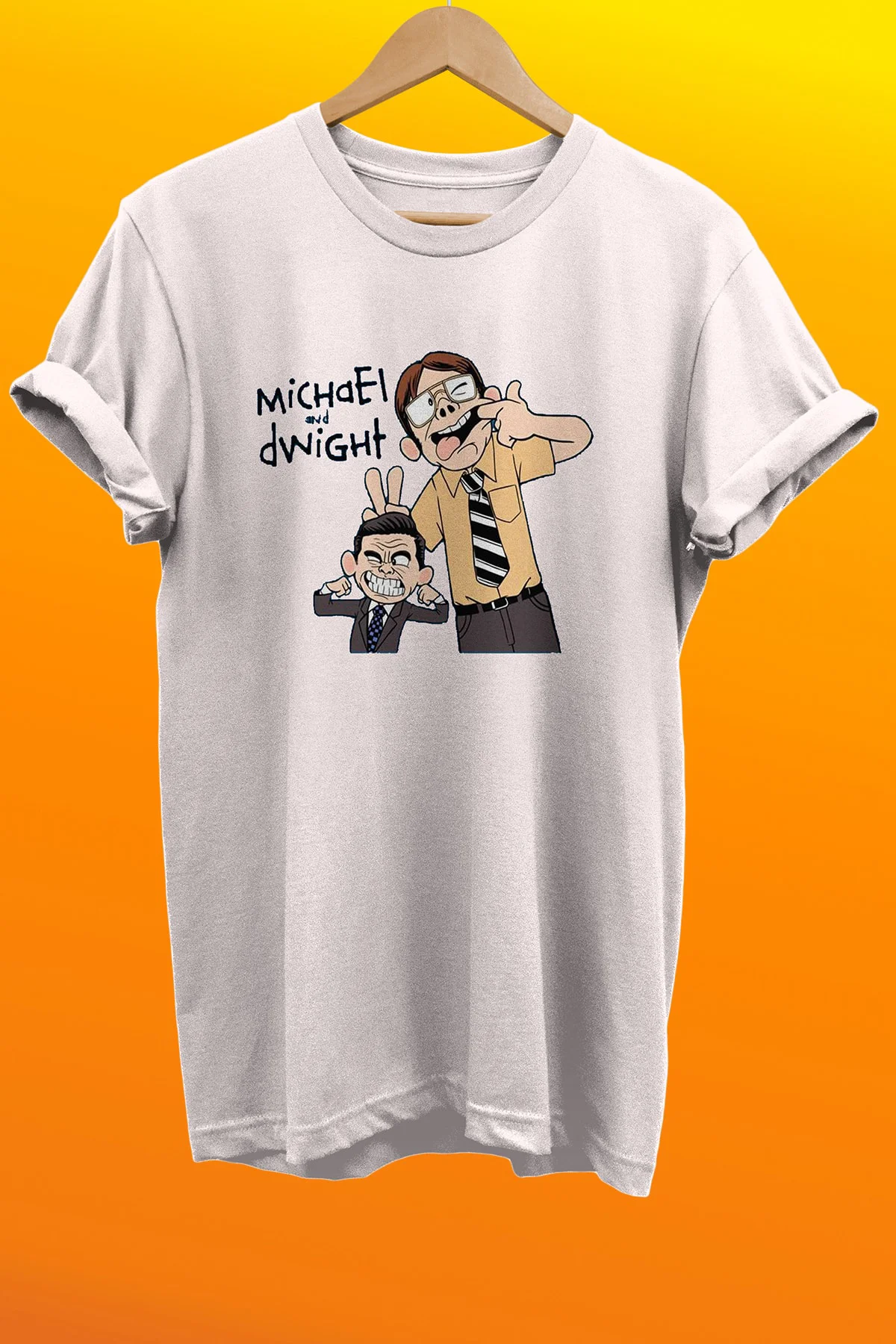 The Office Michael And Dwight Baskılı %100 Pamuk Basic T-shirt No