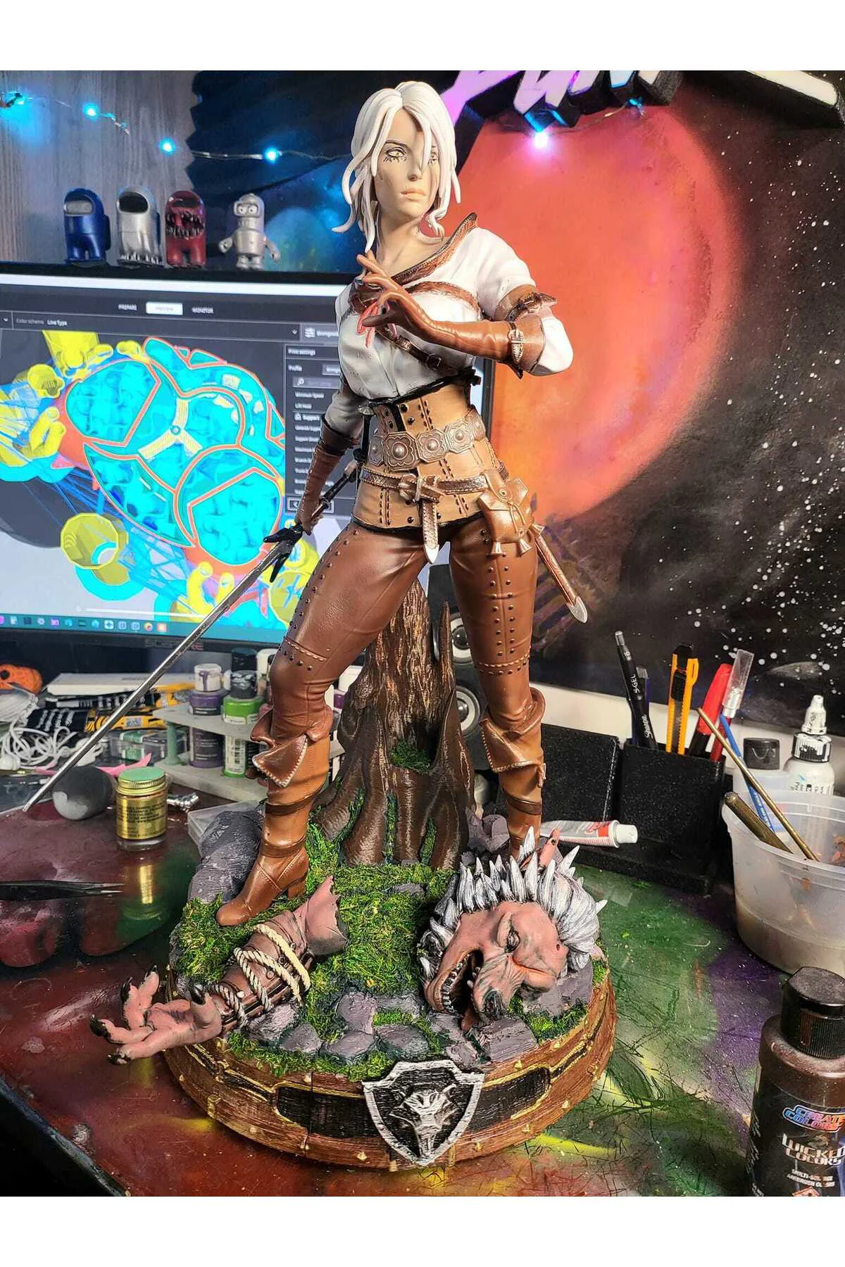 The Witcher Ciri Boyalı Figür Ciri Figür Büyük Boy 20CM