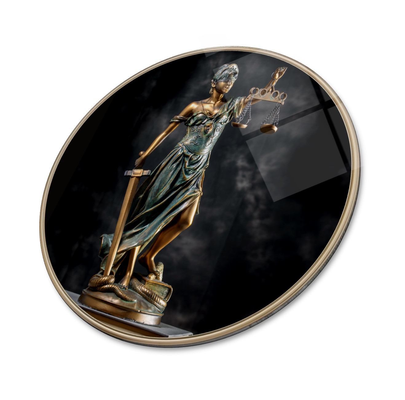 Pi Dekorasyon Themis Heykeli Yuvarlak Cam Tablo | Hediyelik, Dekoratif, Ofis, M