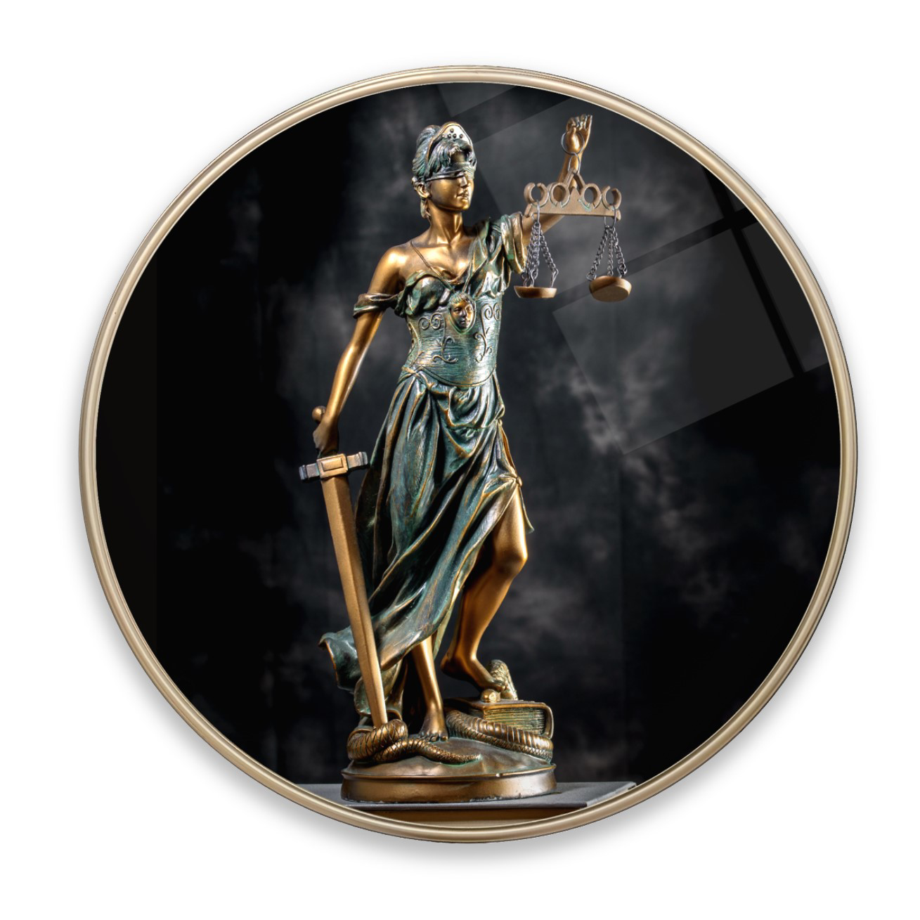 Pi Dekorasyon Themis Heykeli Yuvarlak Cam Tablo | Hediyelik, Dekoratif, Ofis, M