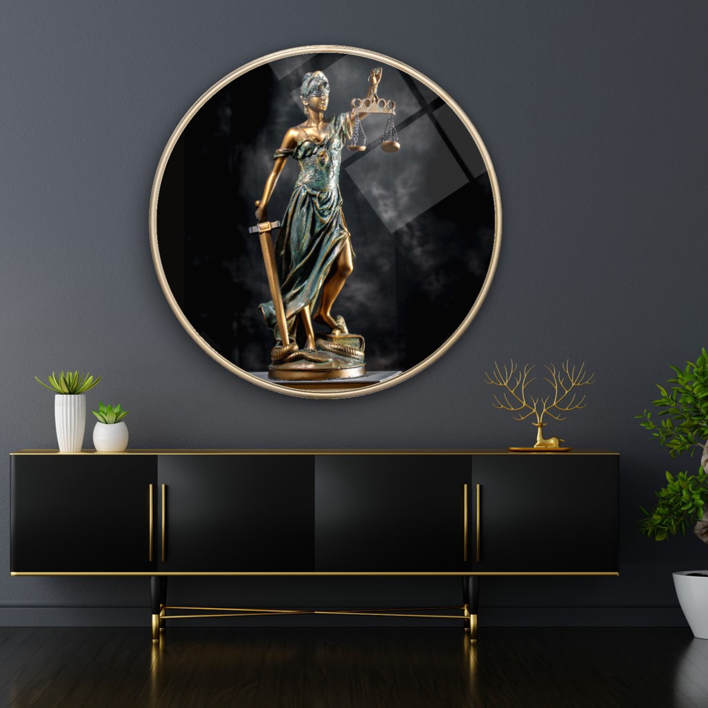 Pi Dekorasyon Themis Heykeli Yuvarlak Cam Tablo | Hediyelik, Dekoratif, Ofis, M