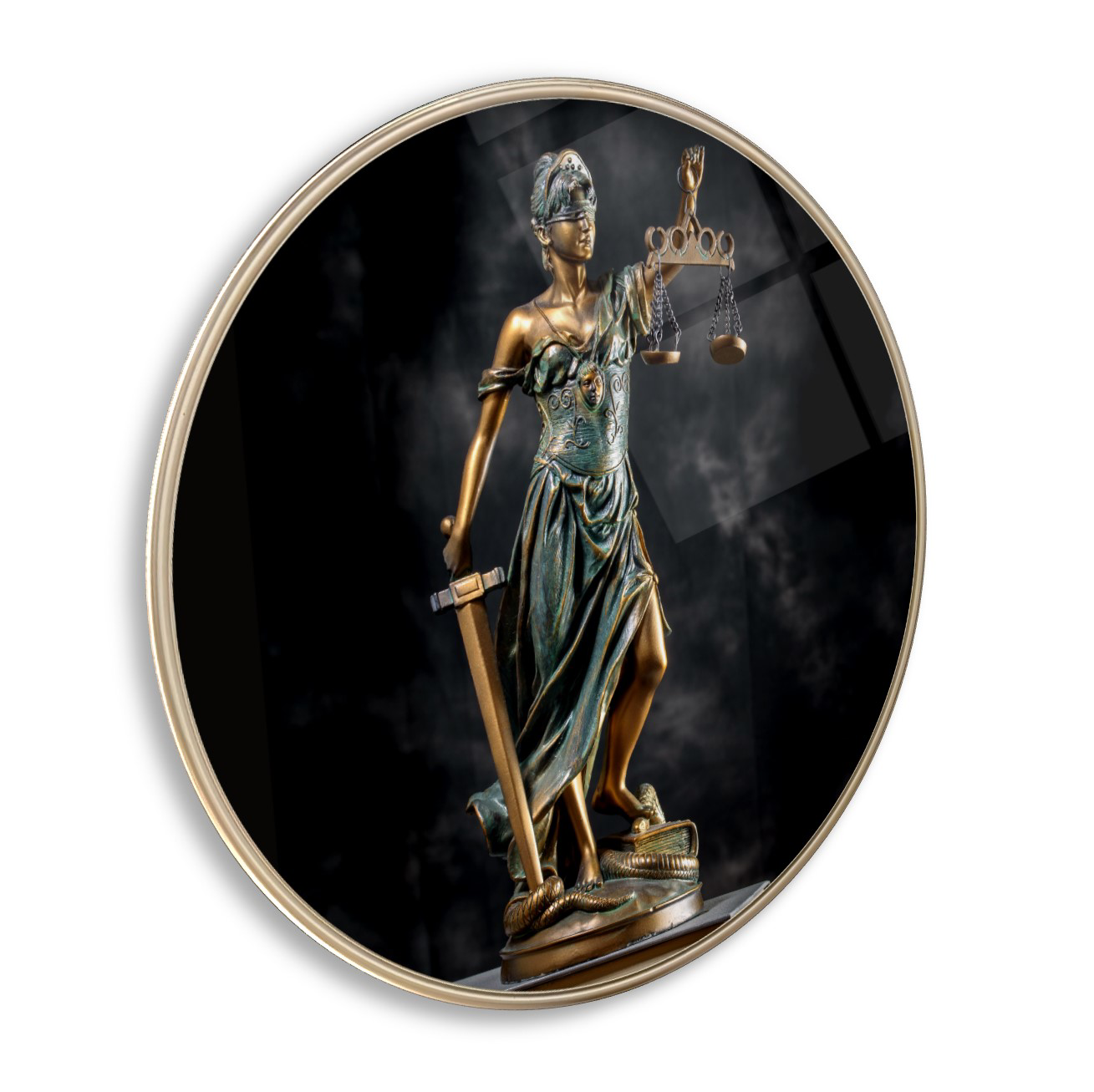 Pi Dekorasyon Themis Heykeli Yuvarlak Cam Tablo | Hediyelik, Dekoratif, Ofis, M