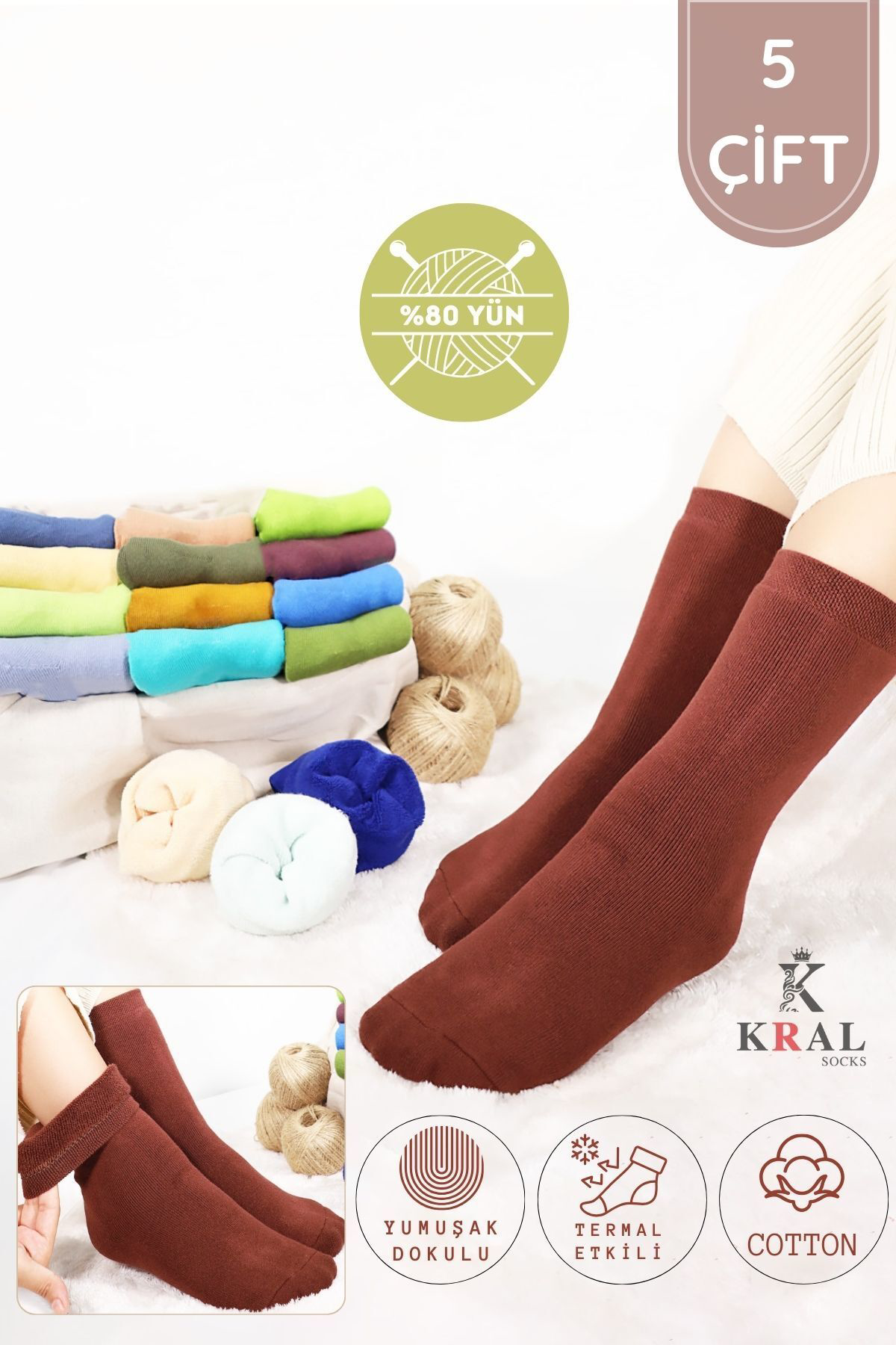 Thermo Özellikli 2X Korumalı (5 Çift) Kadın Termal Renkli Kışlık Thermo Özellikli 2X Korumalı (5 Çift) Kadın Termal Renkli Kışlık