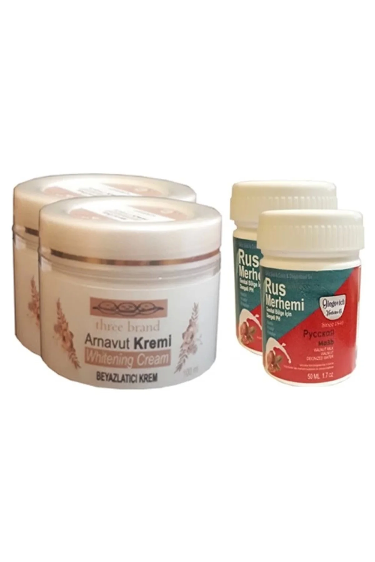 Three Brand Vücut Kremi Seti - Arnavut Kremi 100ml 2 Adet + Rus Merhemi 50ml 2 Adet | Cilt Bakımı Fiyatı, Yorumları ve Özellikleri