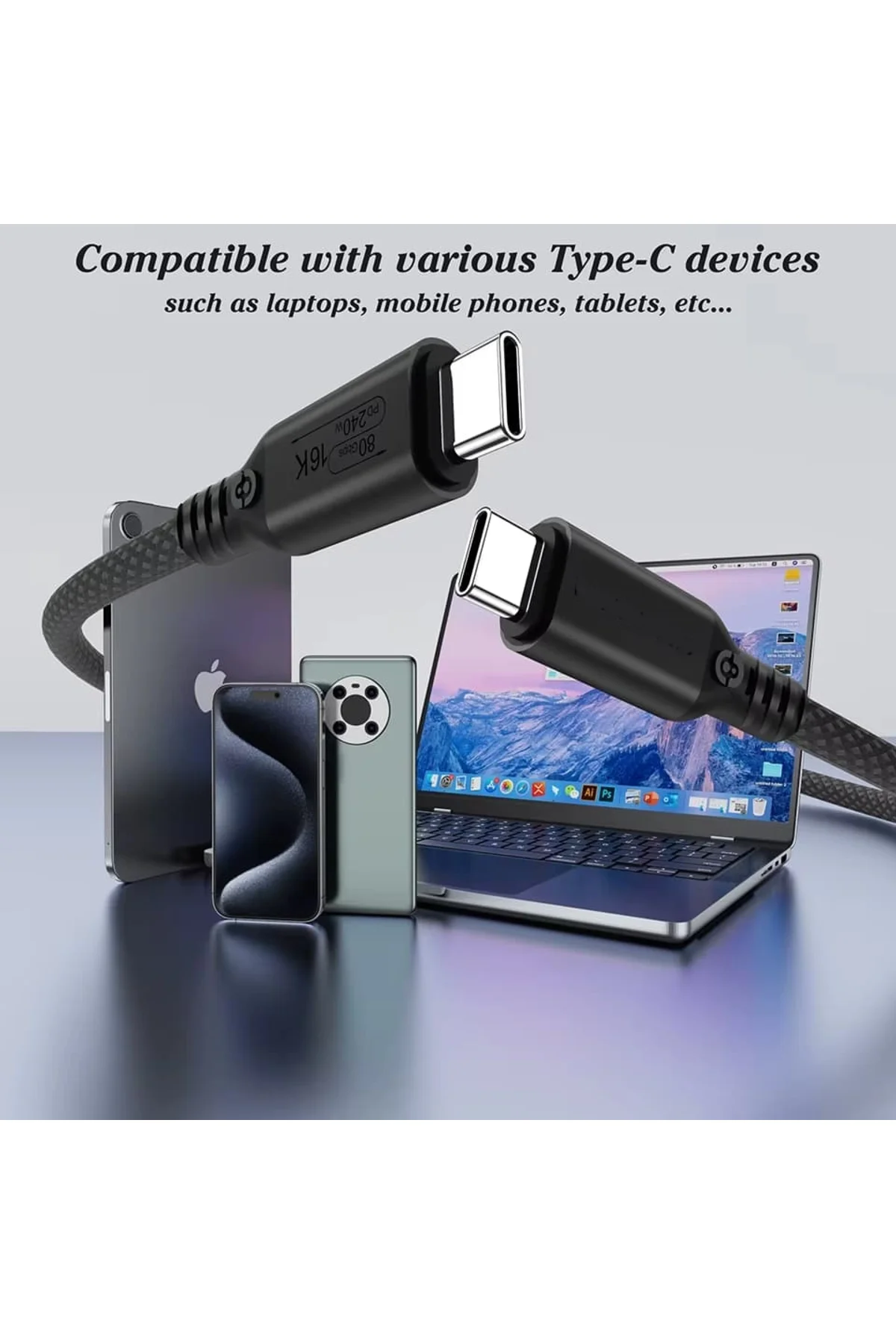Thunderbolt 5 Kablo 2 Metre 80Gbps 240W 16K 60Hz Pasif Etron EJ903W zr1323 Fiyatı, Yorumları ve Özellikleri
