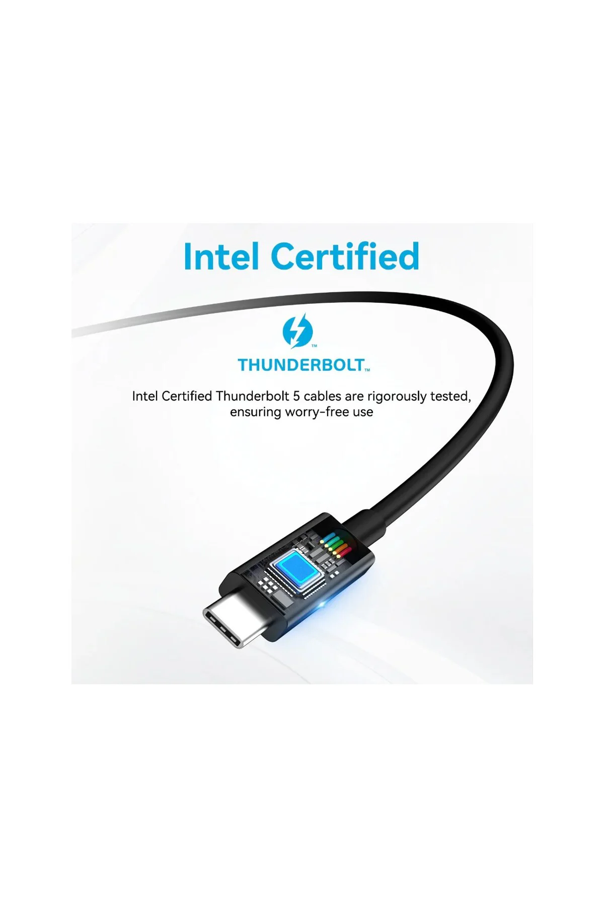 Thunderbolt 5 Type-C Kablo – 240W Hızlı Şarj, 120Gbps Veri, 16K/8K Görüntü Desteği İntel Sertifikalı