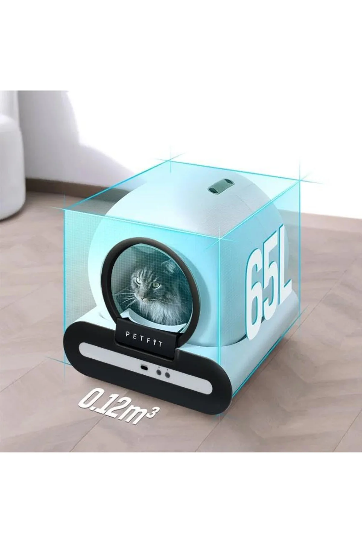 Ti+ 65L Wi-Fi Akıllı Otomatik Kedi Tuvaleti Kum Kabı Siyah (Ultra Sessiz+APP Kontrol+Ak