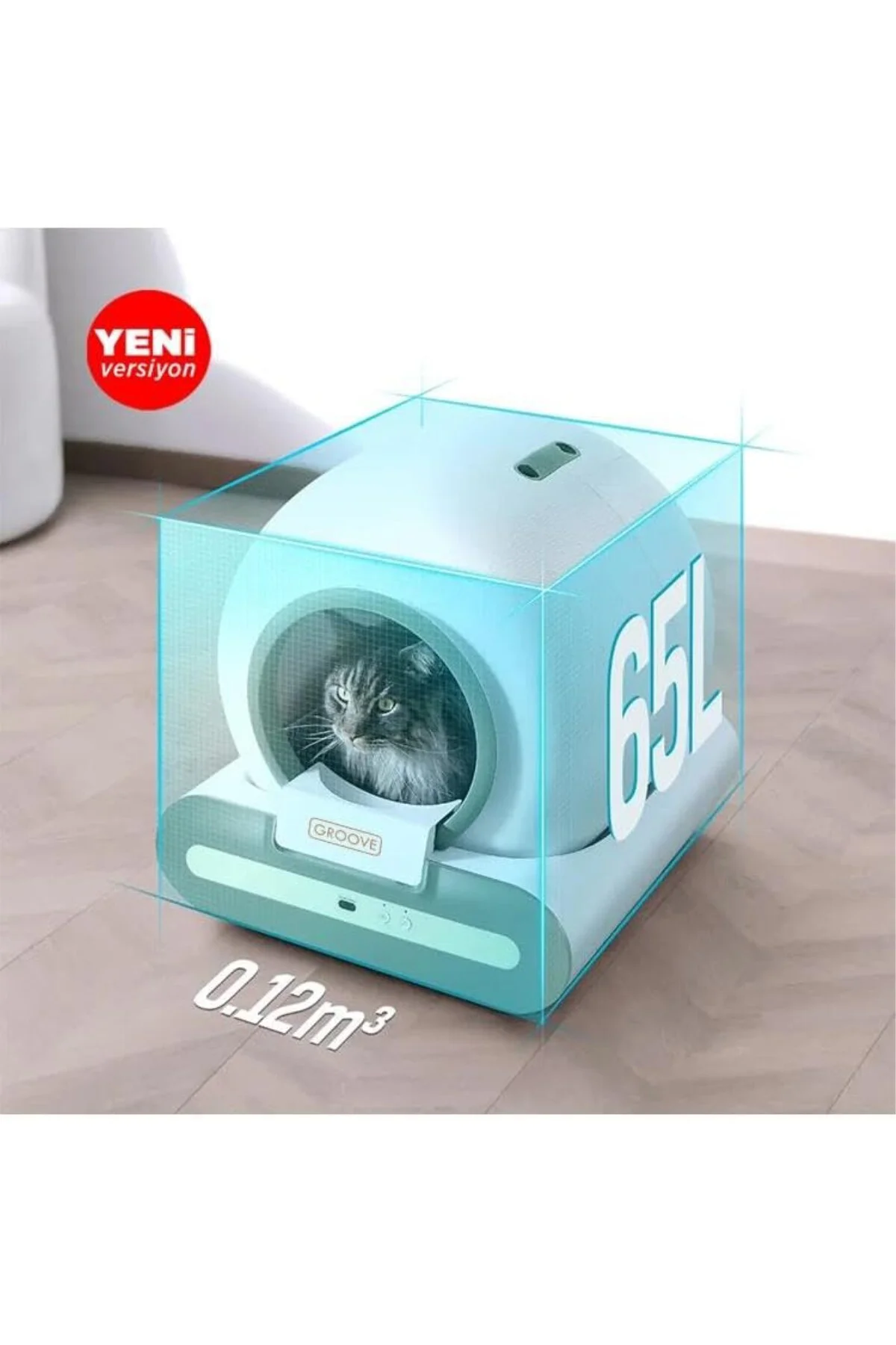 Ti+ Wi-Fi Akıllı Kedi Tuvaleti, 65L Kapasite, 9L Çöp Torbası, 1-8