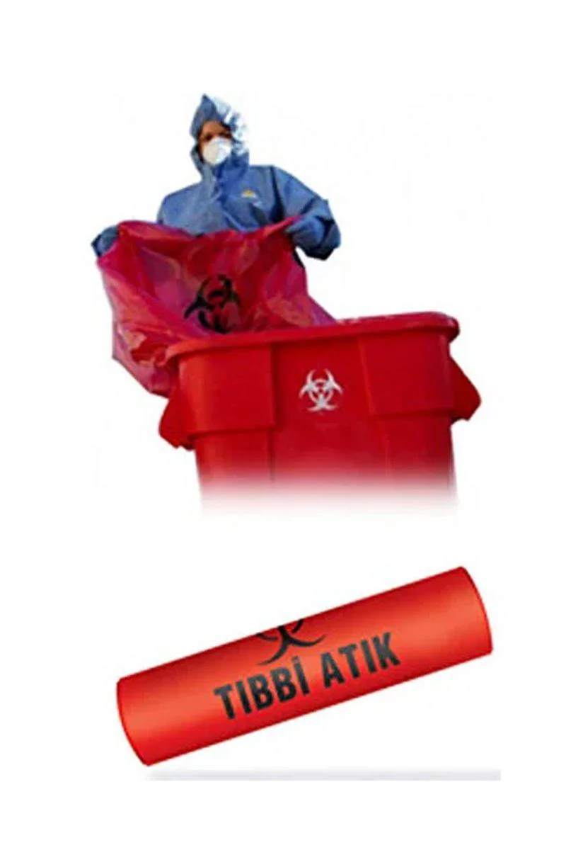 Tıbbi Atık Torbası - Büyük Boy 80x110 cm 700 gr 10'lu Rulo Kırmızı-Siyah Baskılı Fiyatı, Yorumları ve Özellikleri
