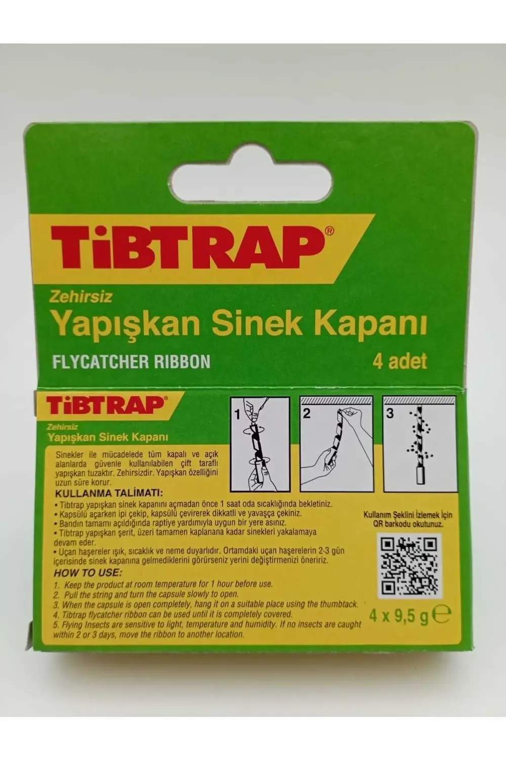 TİBTRAP ZEHİRSİZ SİNEK KAPANI / SİNEK YAPIŞKANI 4*9.5 gr 3 ADET