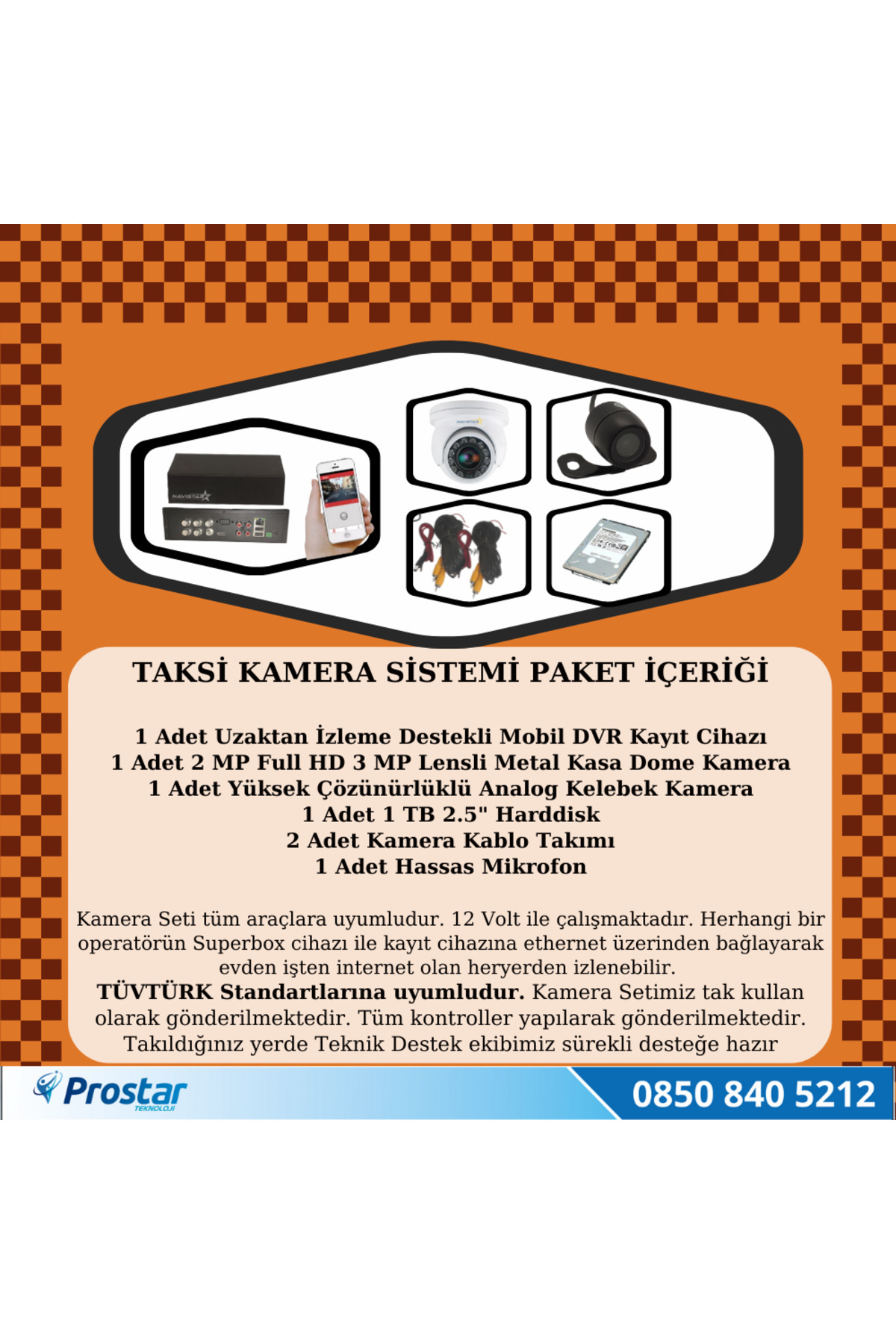 Ticari Taksi Kayıtlı Uzaktan Izlenebilir 2 Kameralı 1 Tb Tak Kull