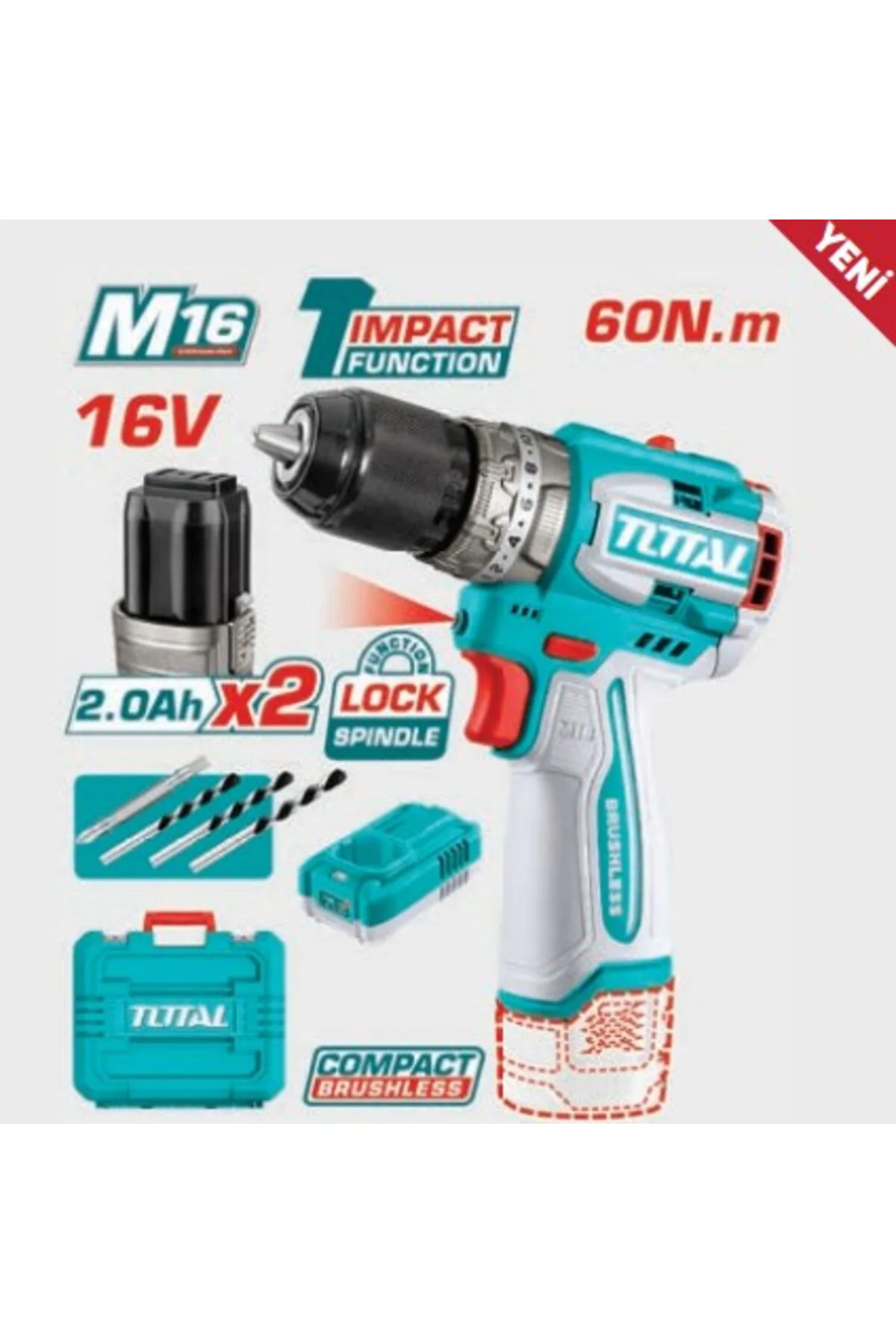 TIDLI16682 LI-ION AKÜLÜ KÖMÜRSÜZ DARBELİ MATKAP - Darbeli Model