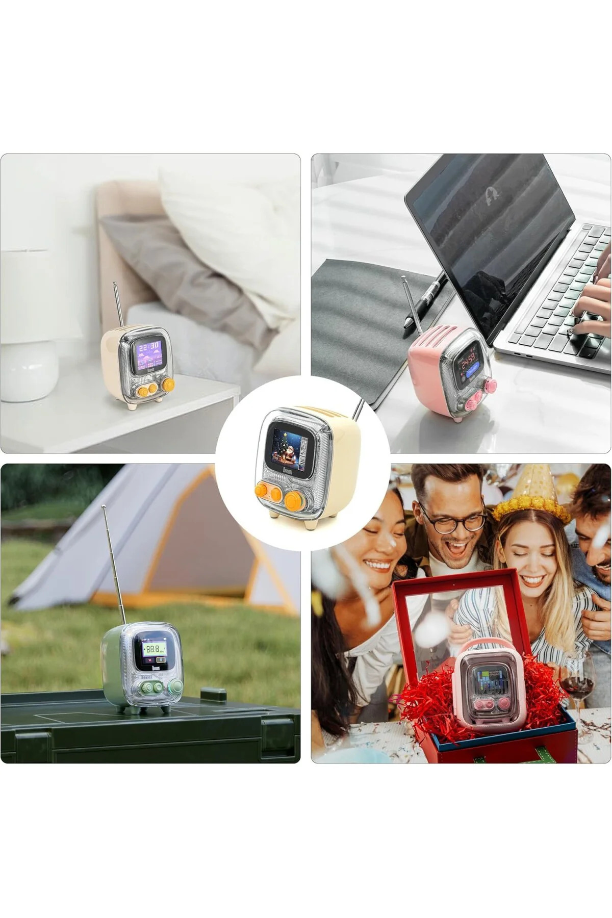 Tiivoo-2 FM Radyo Bluetooth Hoparlör Çalar Saatli, Pixel Art Retro Mini Küçük Sevimli Tiivoo-2 FM Radyo Bluetooth Hoparlör Çalar Saatli, Pixel Art Retro Mini Küçük Sevimli