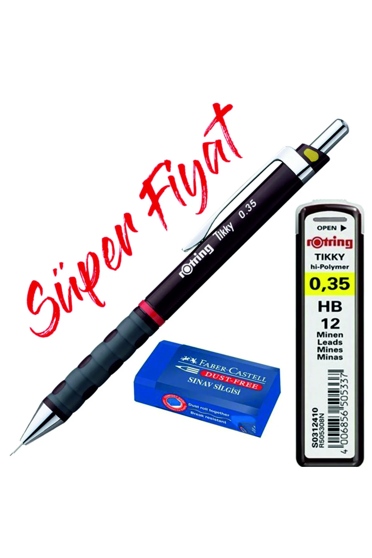 Tikky 0.35 Versatil + 0.35 Uç + Faber Sınav Silgisi