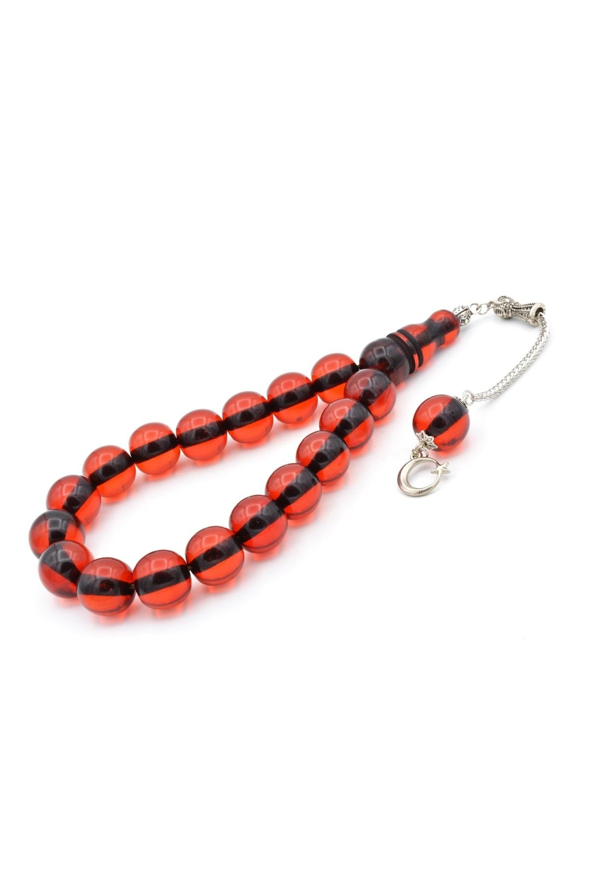 Murty99 Tilki Kuyruğu Kamçılı Küre Kesim Kırmızı Sıkma Kehribar Efe Maskot Tesbih 013