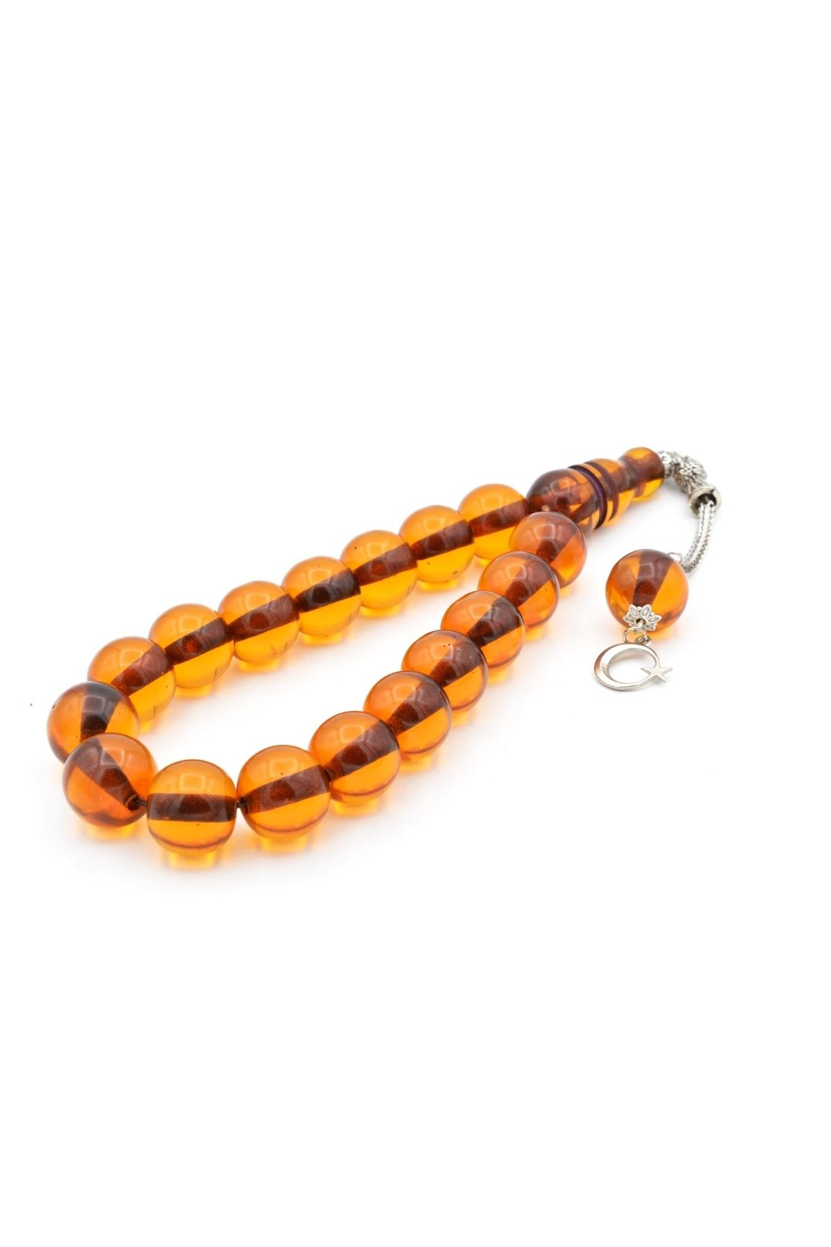 Murty99 Tilki Kuyruğu Kamçılı Küre Kesim Bal Rengi Sıkma Kehribar Efe Maskot Tesbih 015