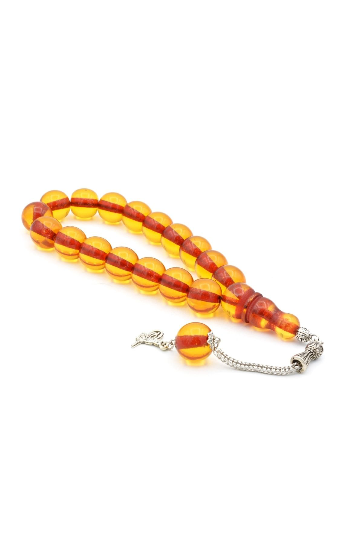 Murty99 Tilki Kuyruğu Kamçılı Küre Kesim Turuncu Sıkma Kehribar Efe Maskot Tesbih 014