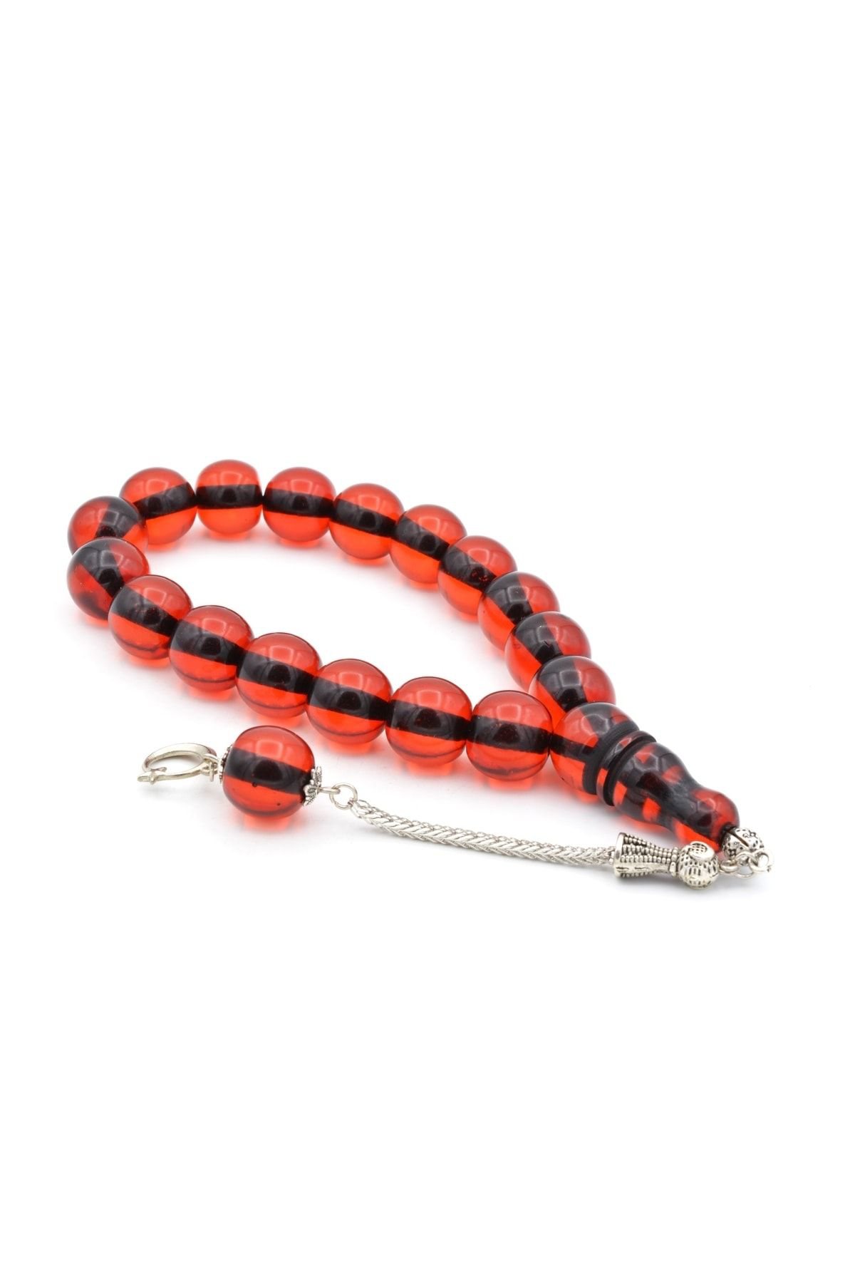 Murty99 Tilki Kuyruğu Kamçılı Küre Kesim Kırmızı Sıkma Kehribar Efe Maskot Tesbih 013