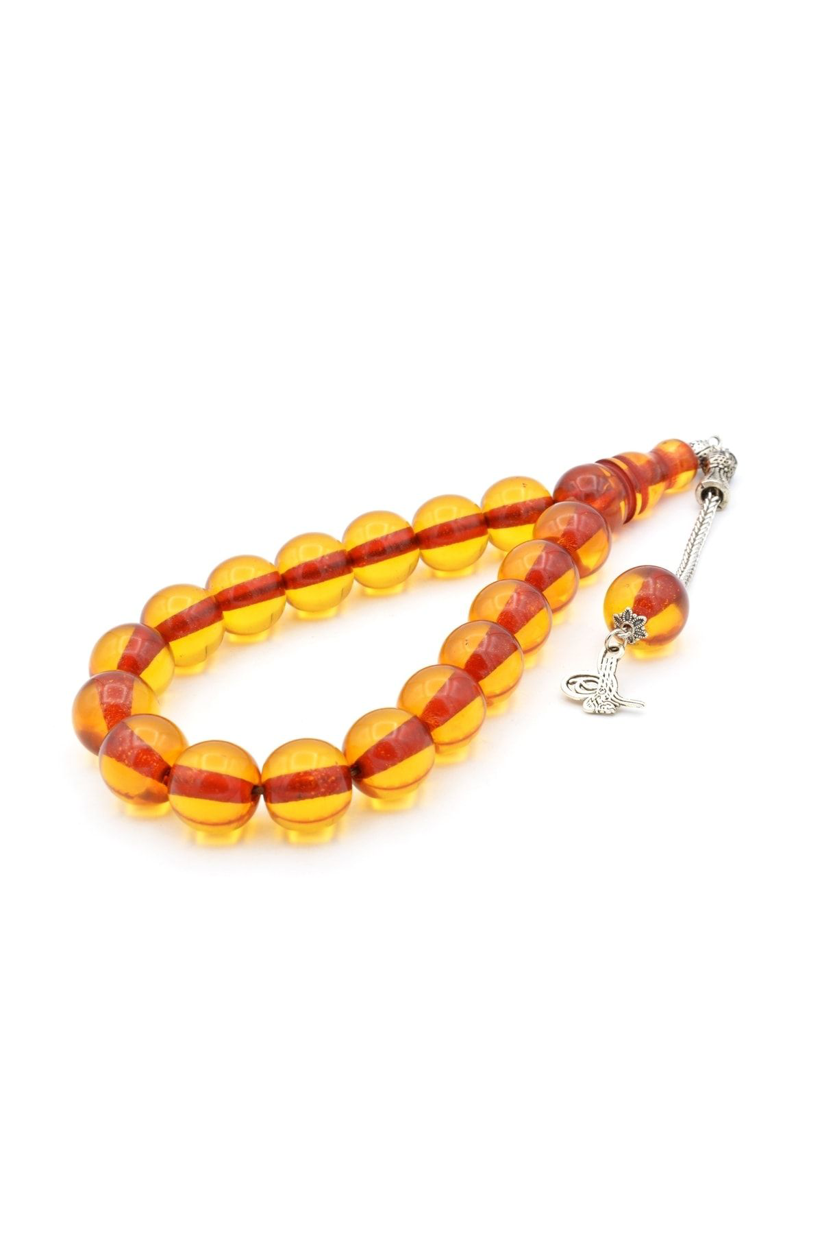 Murty99 Tilki Kuyruğu Kamçılı Küre Kesim Turuncu Sıkma Kehribar Efe Maskot Tesbih 014