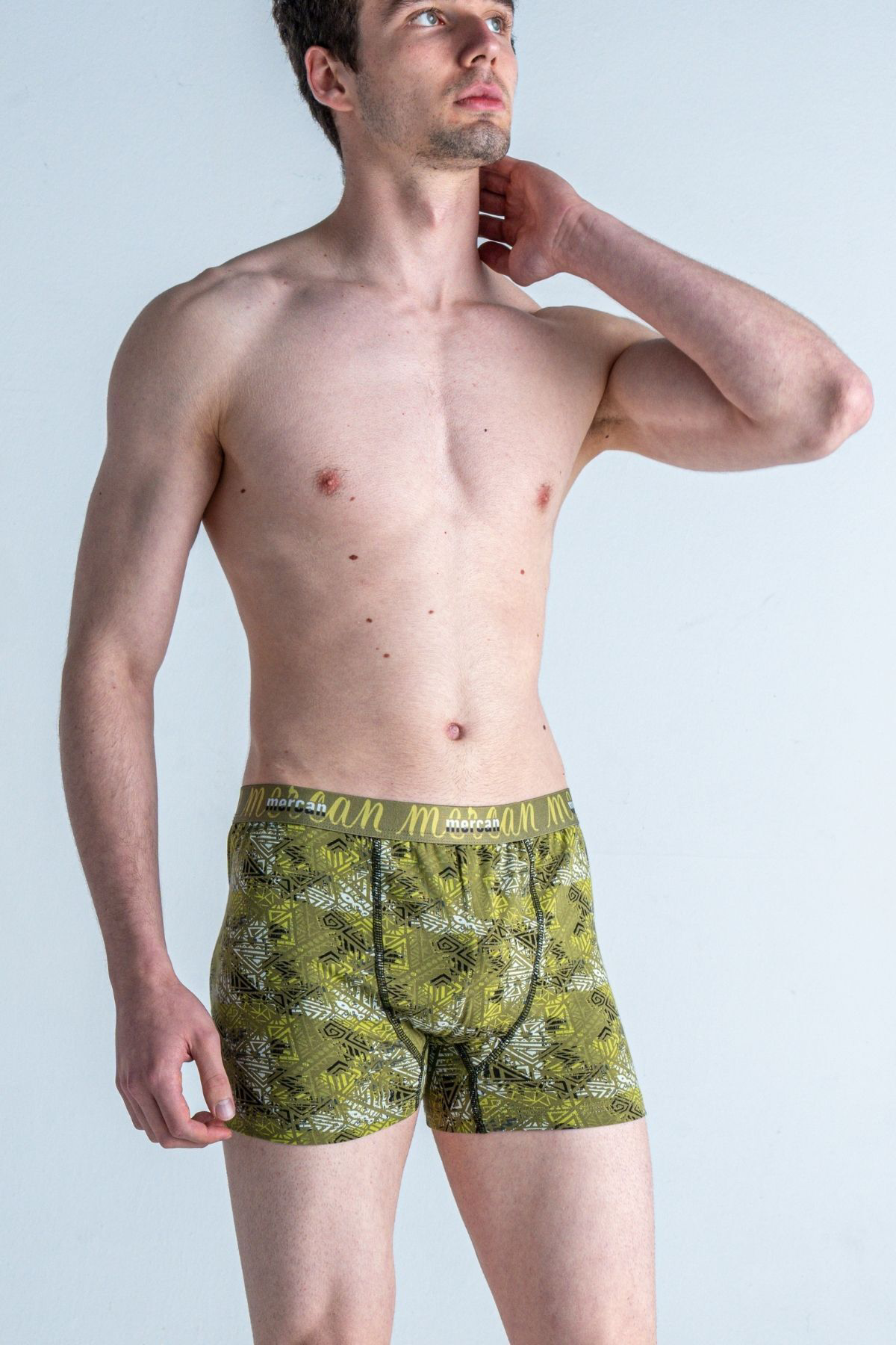 Mercan Tılsım Desenli Likralı Pamuklu Esnek Erkek Baskılı Boxer