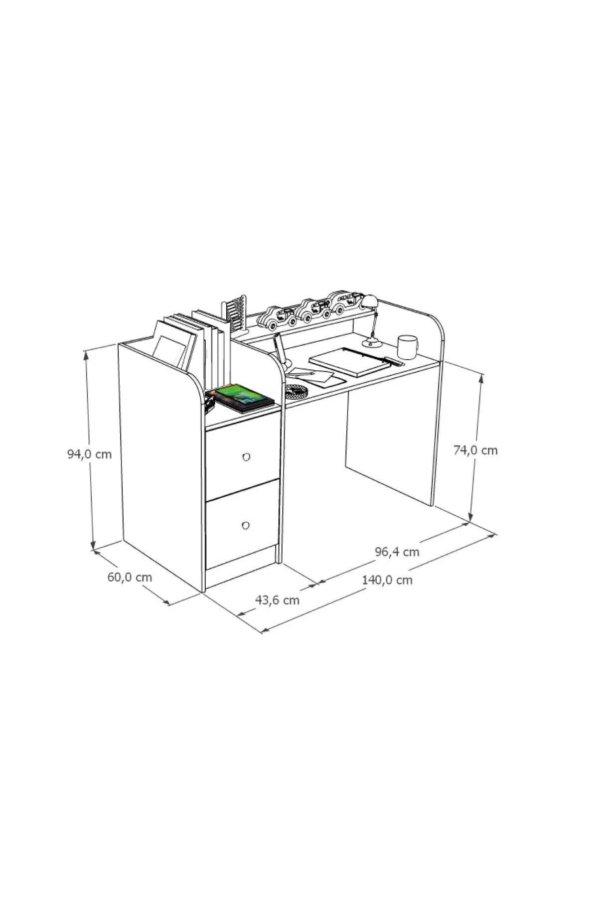 Tilup Çalışma Masası Beyaz-Antrasit Çocuk Odası Çalışma Masası Çe
