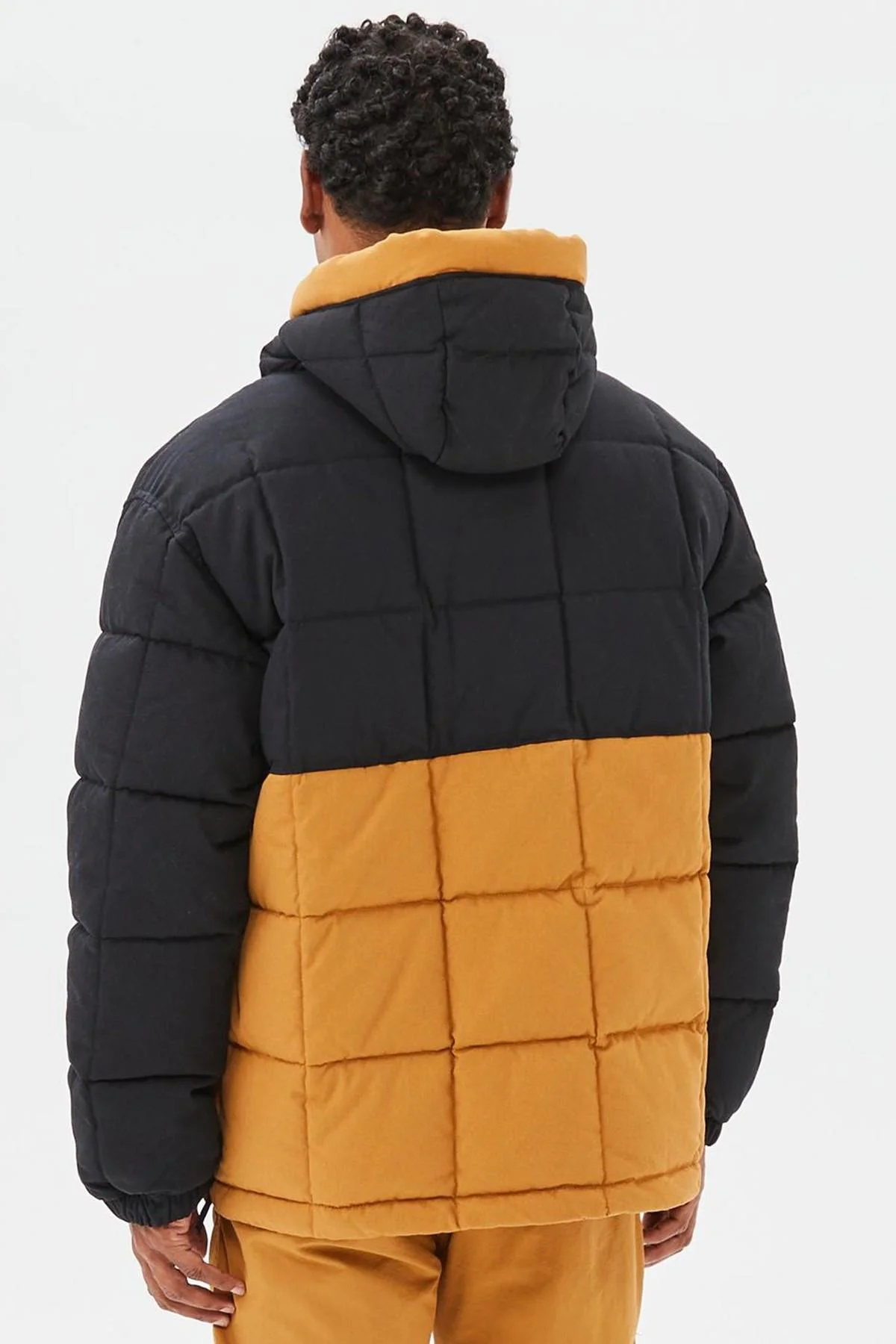 Timberland Progressive Utility Pullover Puffer Erkek 1/2 Fermuarlı Kapüşonlu Şişme Mont Taba-Siyah