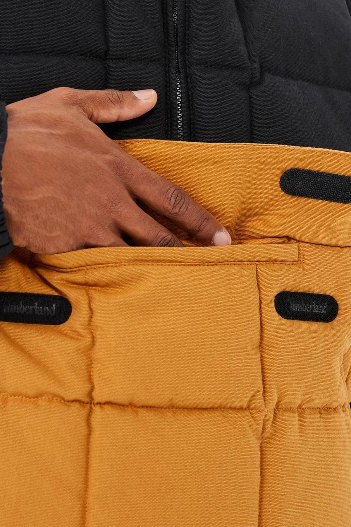 Timberland Progressive Utility Pullover Puffer Erkek 1/2 Fermuarlı Kapüşonlu Şişme Mont Taba-Siyah