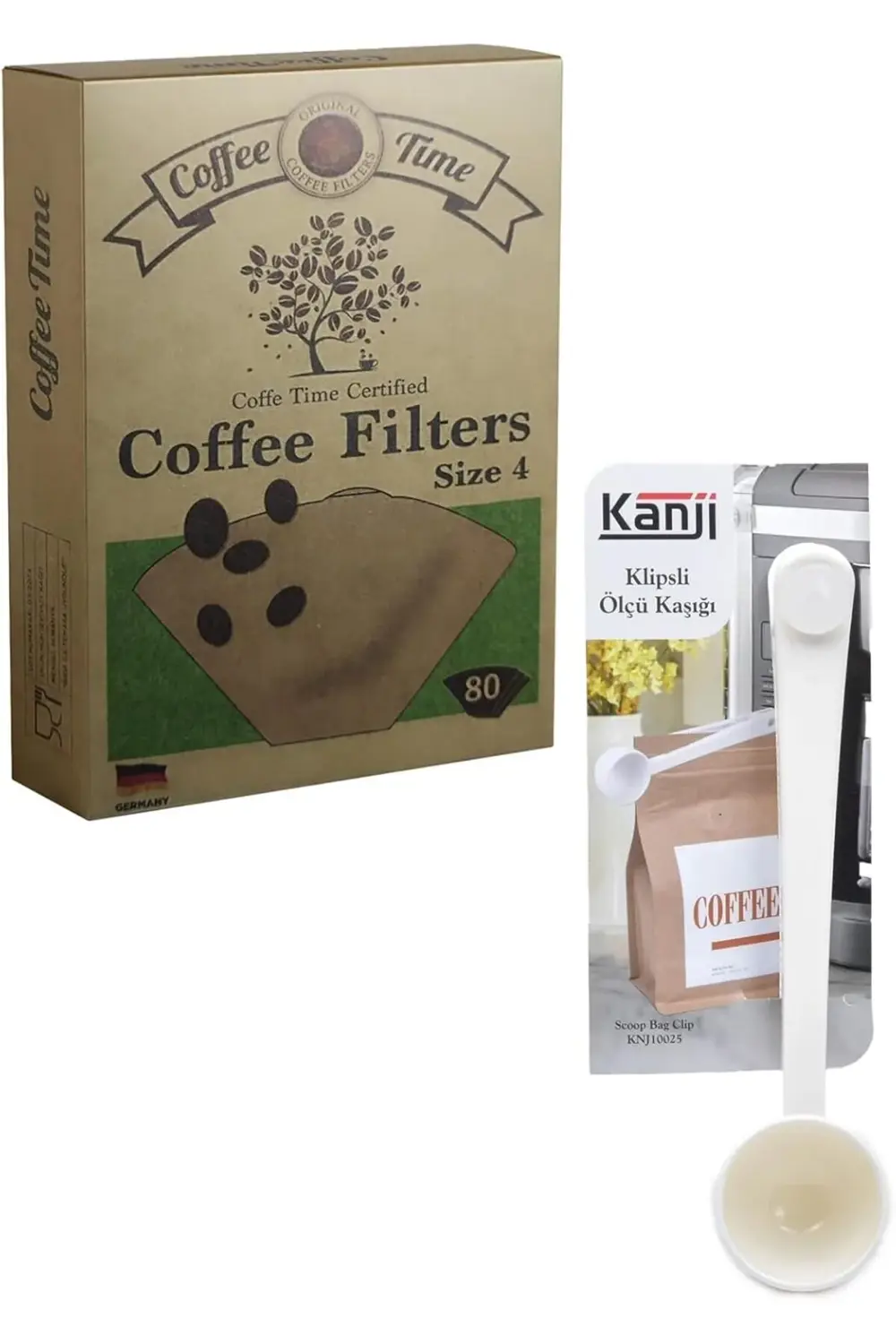 Time Filtre Kahve Kağıdı 1/4 4 Numara 80'li Paket + Klipsli Çay K