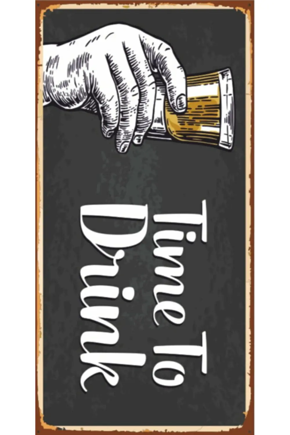 Time To Drink - Retro Ahşap Poster – Özel Koleksiyon – Hbb