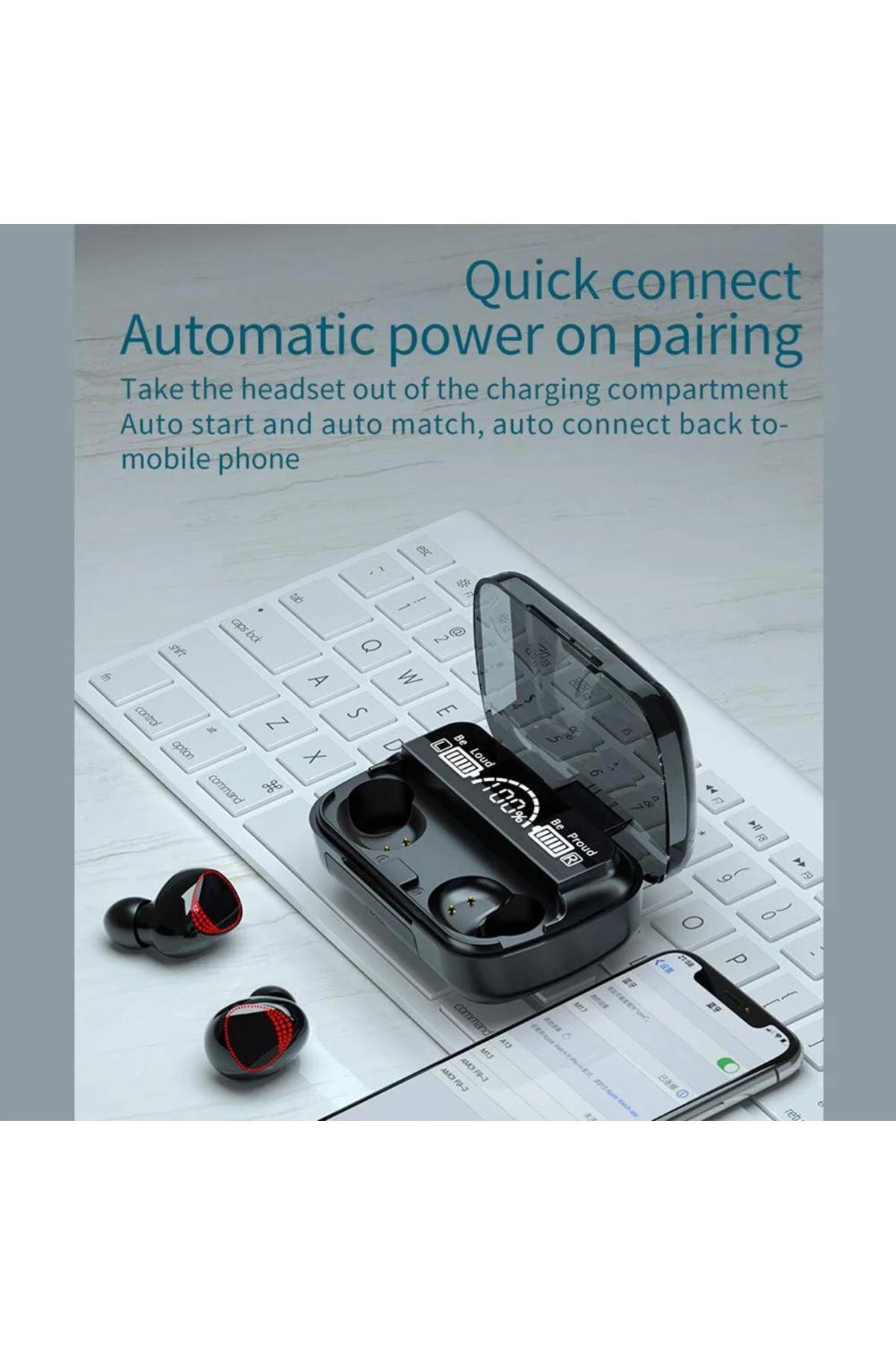 Time&Tech M10 TWS BT5.3 9D Gürültü Azaltma IPX7 Dayanıklı PUPG oyuncu Kulaklığı