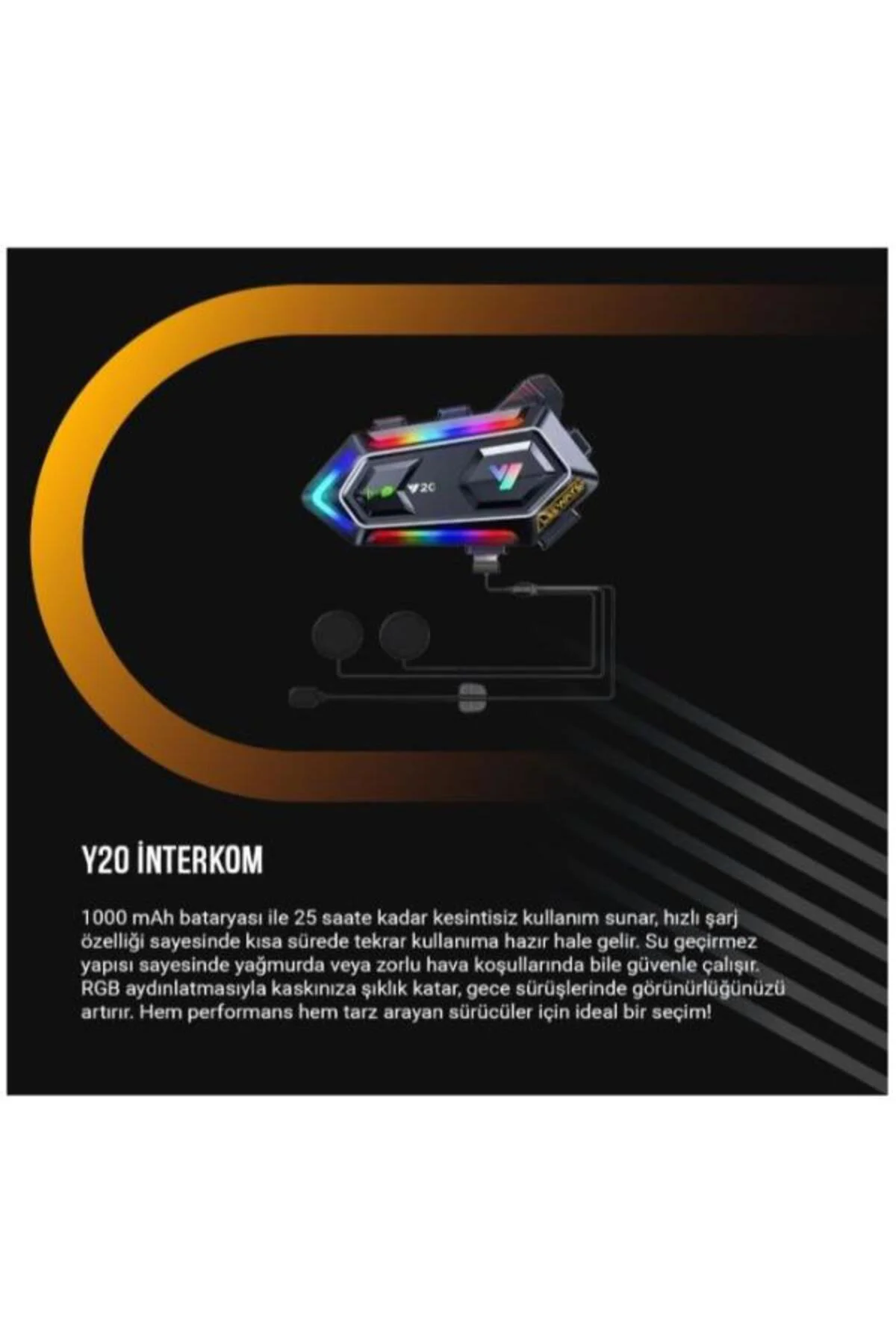 Time&Tech Y20 RGB Kask ıntercomu Kask İçin Bluetooth Kulaklık