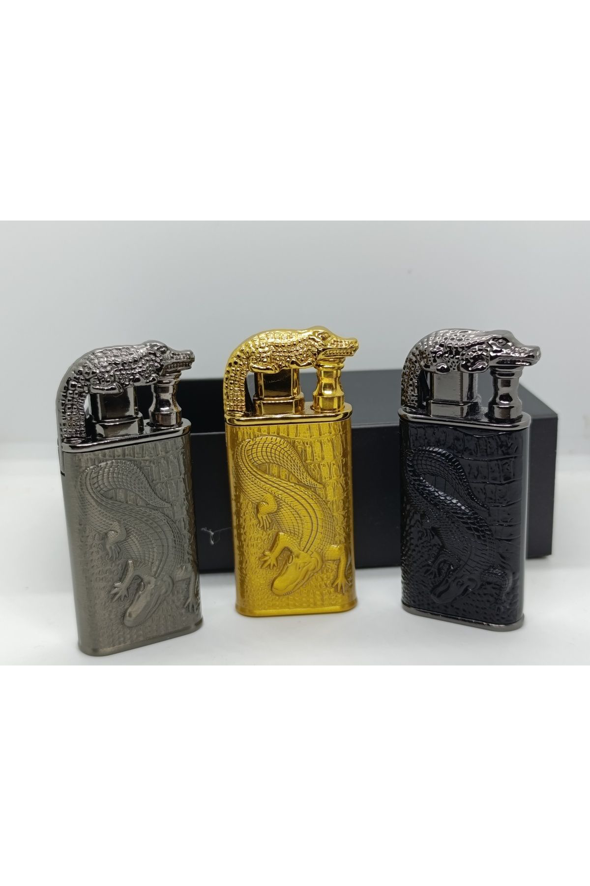 Pnp Timsah Çakmak Çift Yanmalı Çakmak Lüks Çakmak Gümüş