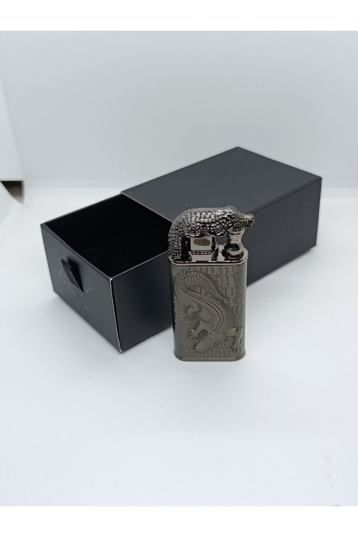 Pnp Timsah Çakmak Çift Yanmalı Çakmak Lüks Çakmak Gümüş